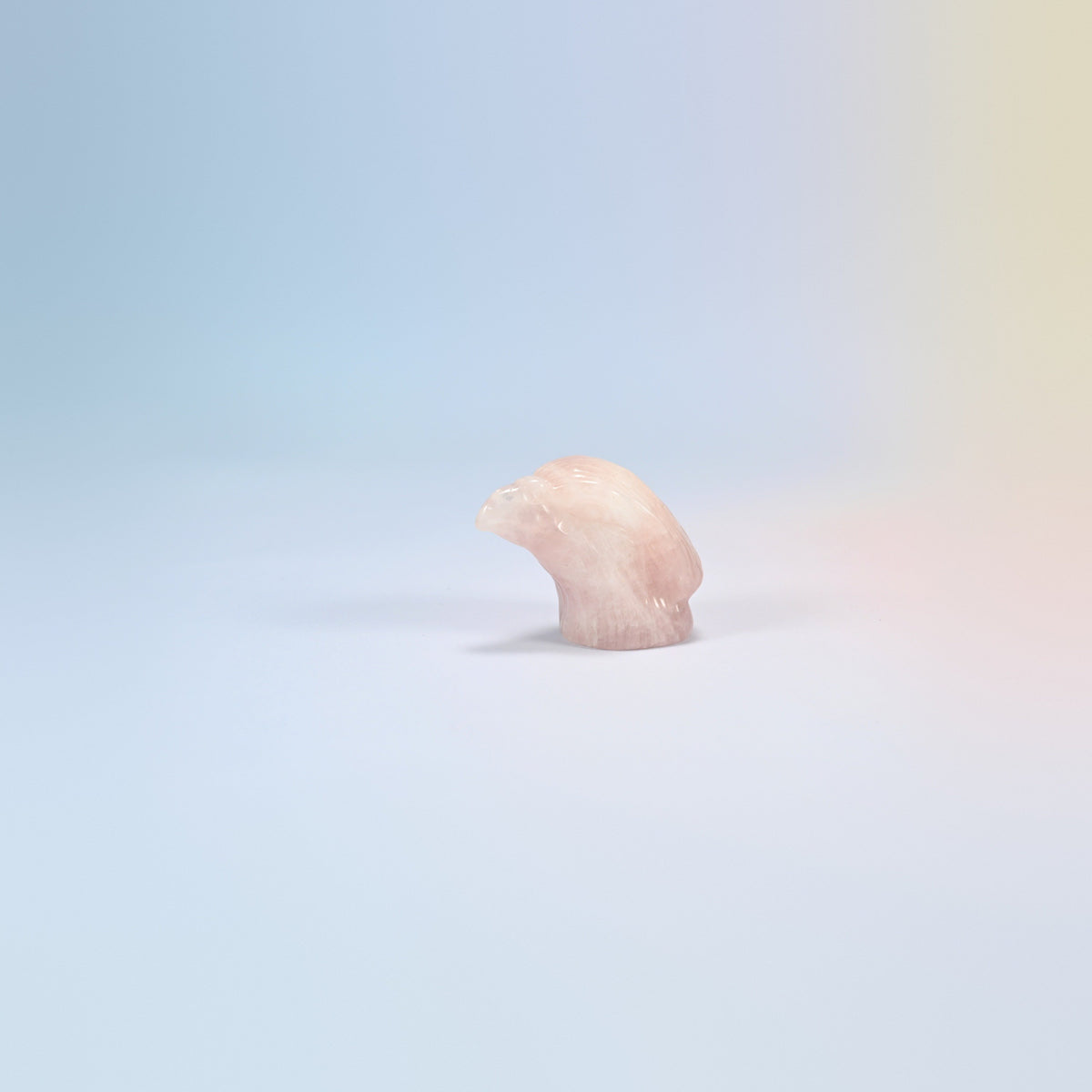 2 inch natural rose quartz eagle head carving, light pink