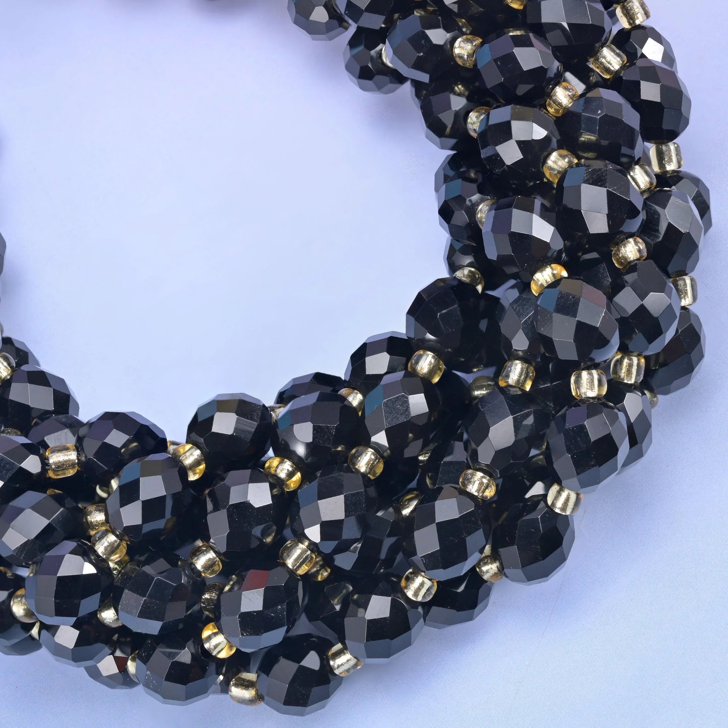 Black Obsidian rice barrel beads, 1.0mm hole
