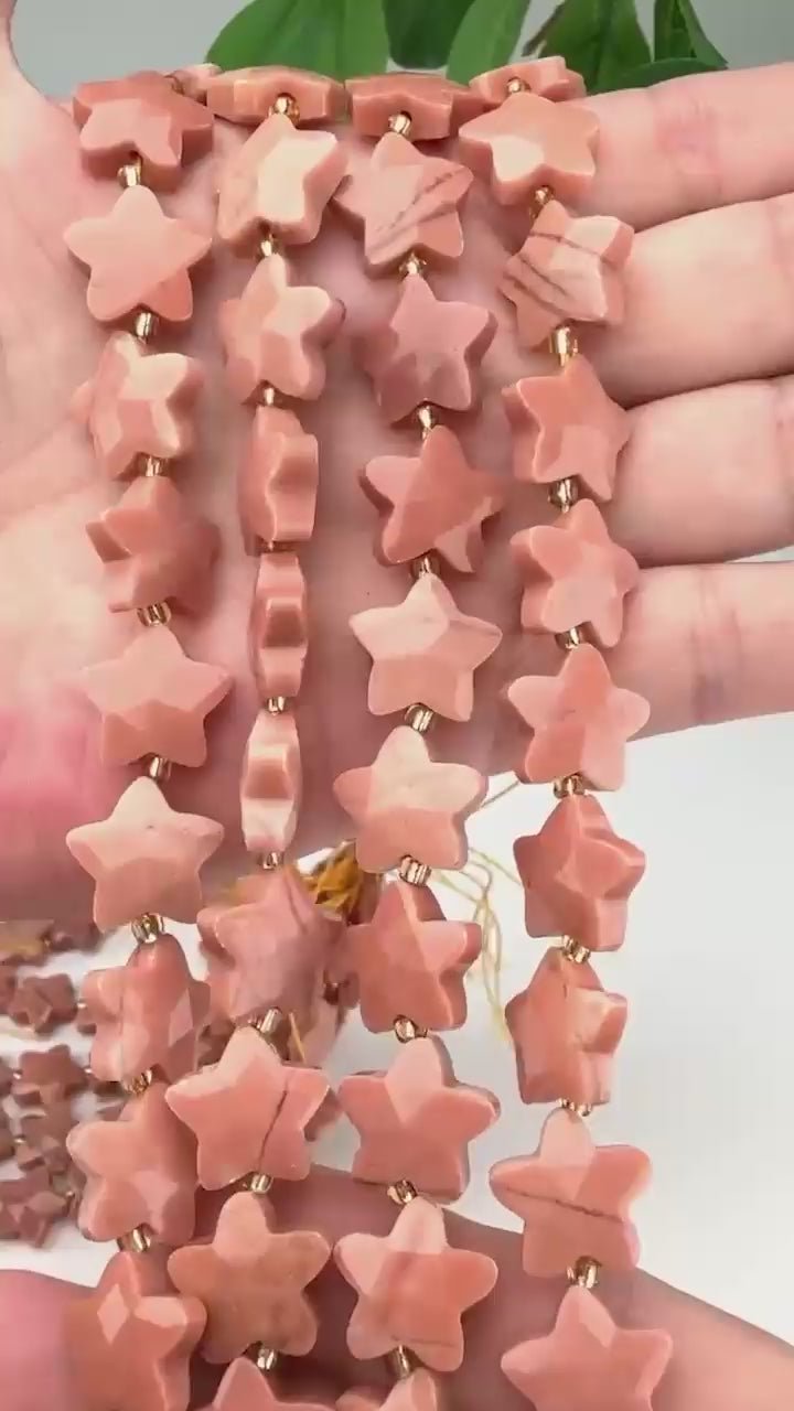 Red Aventurine Faceted Star Beads, approximately 27 beads per strand