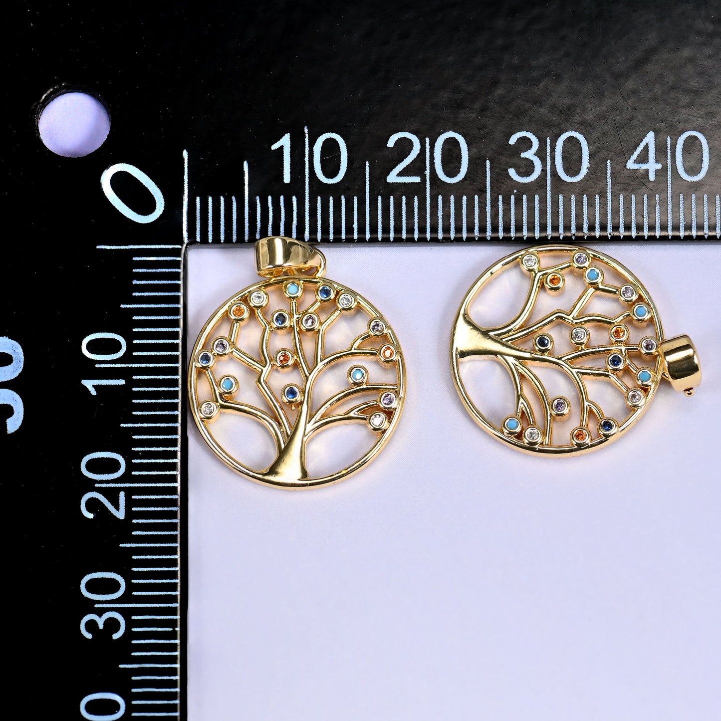 Round Tree of Life Multicolor Zircon Charms: DIY Pendants, Jewelry Making Supply