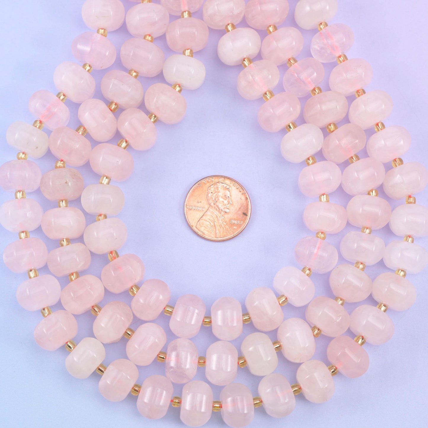 Rose Quartz Pumpkin Rondelle Beads Jewelry Making Size 12x8mm 15" Strand