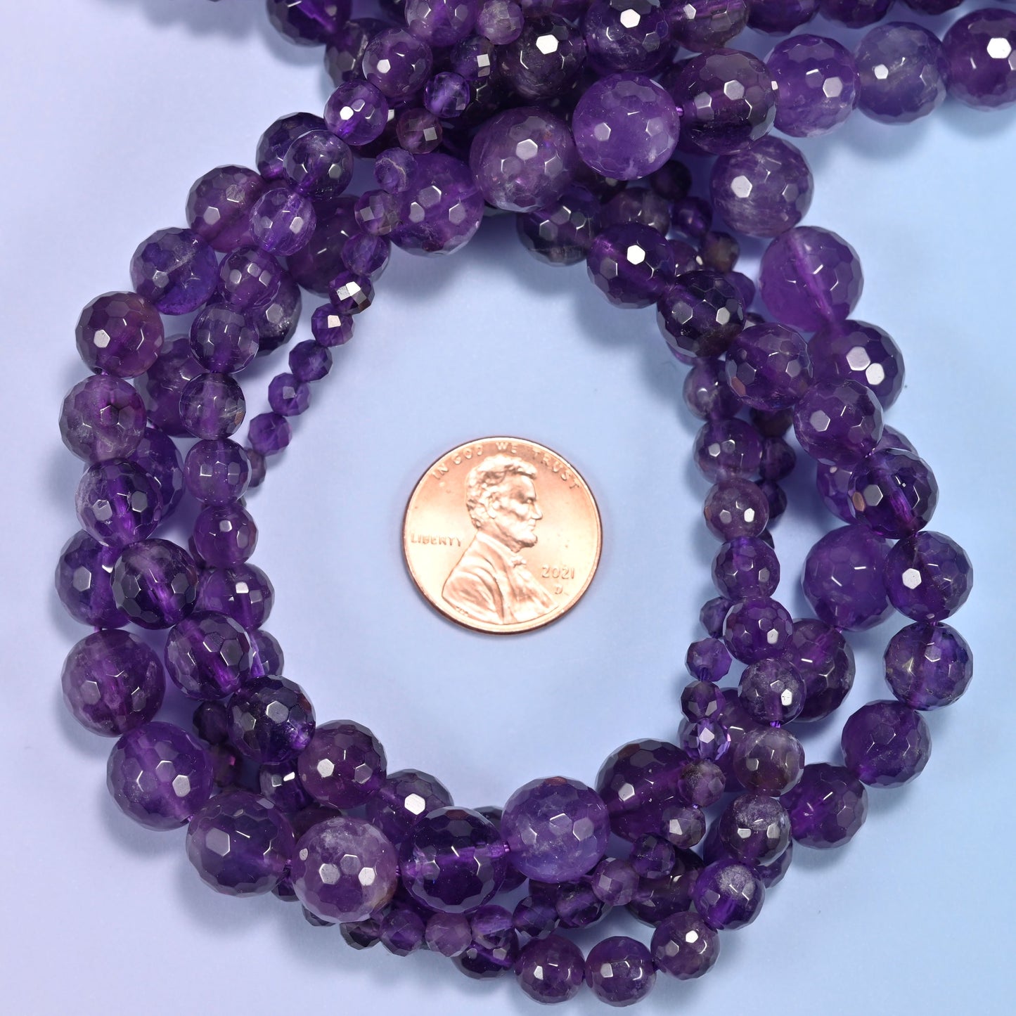 Amethyst Faceted Round Beads: Jewelry Making, 15 Inch Strand