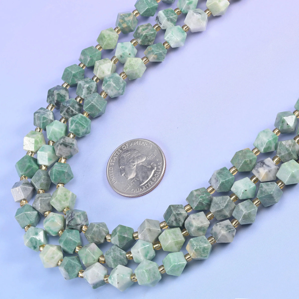 10mm faceted gemstone beads, one stone choice per strand.