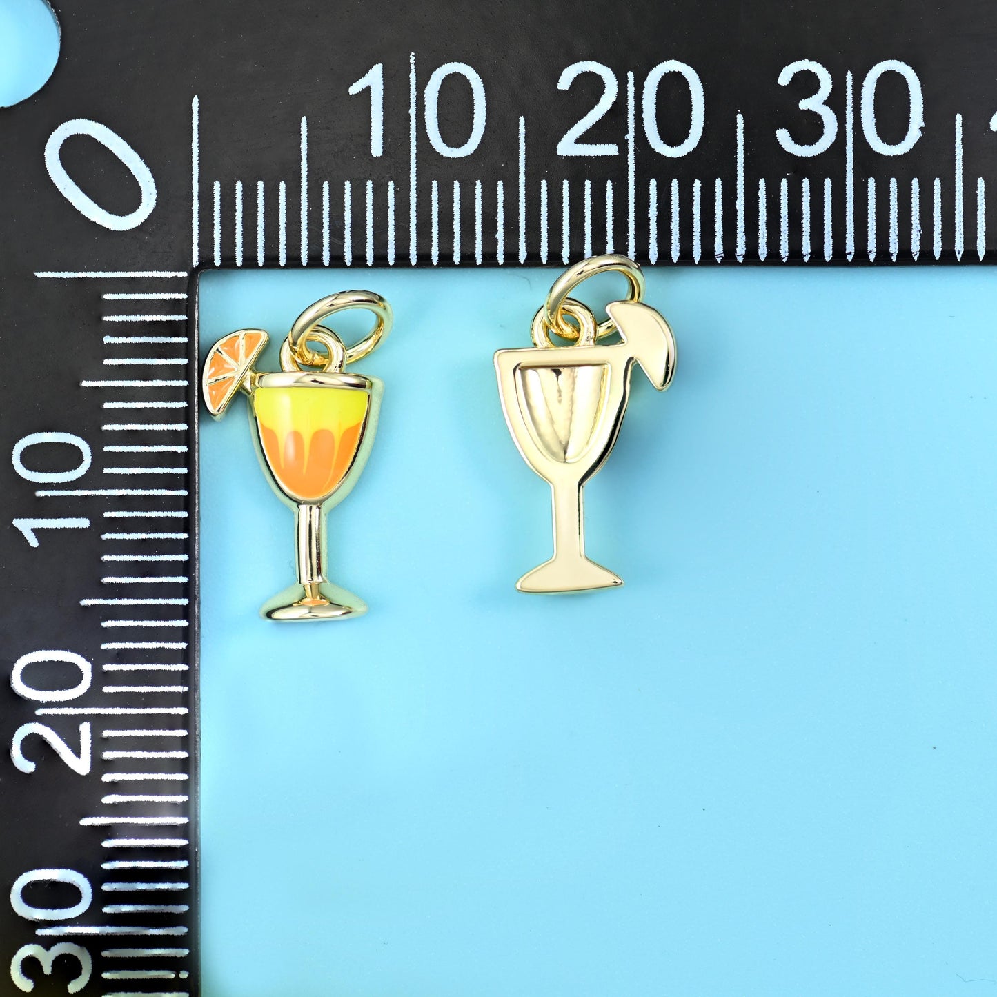 18K Gold Filled Enamel Cocktail Charms for DIY Jewelry Making Supply