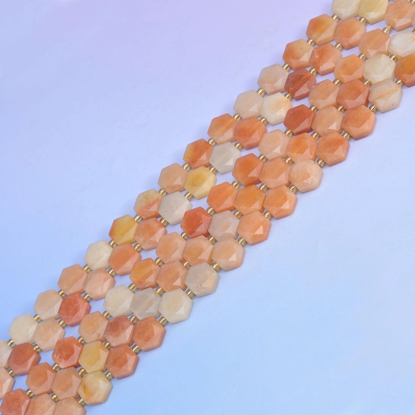 Gold Silk Jade in warm apricot, peach and pale butter yellow.
