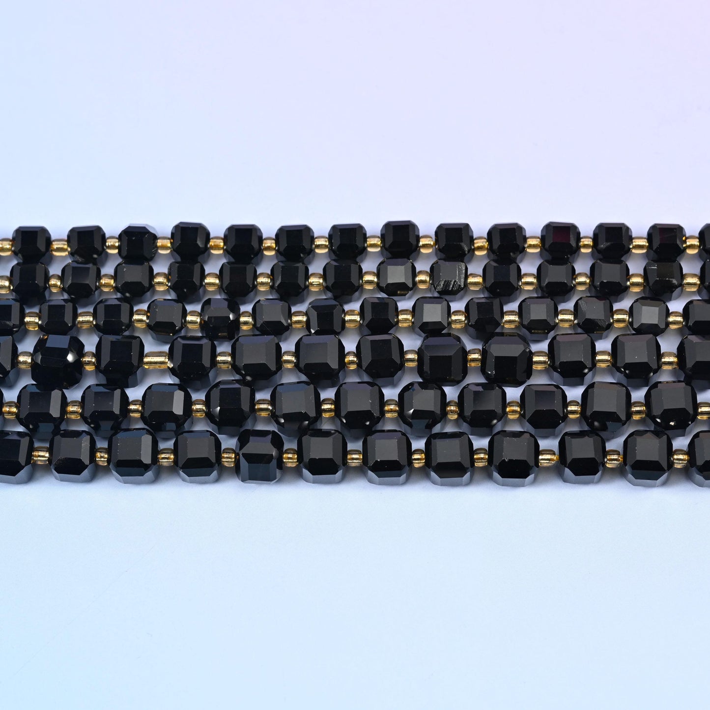 Black Onyx Faceted Cube Beads 6mm 8mm in jet black, opaque, high gloss
