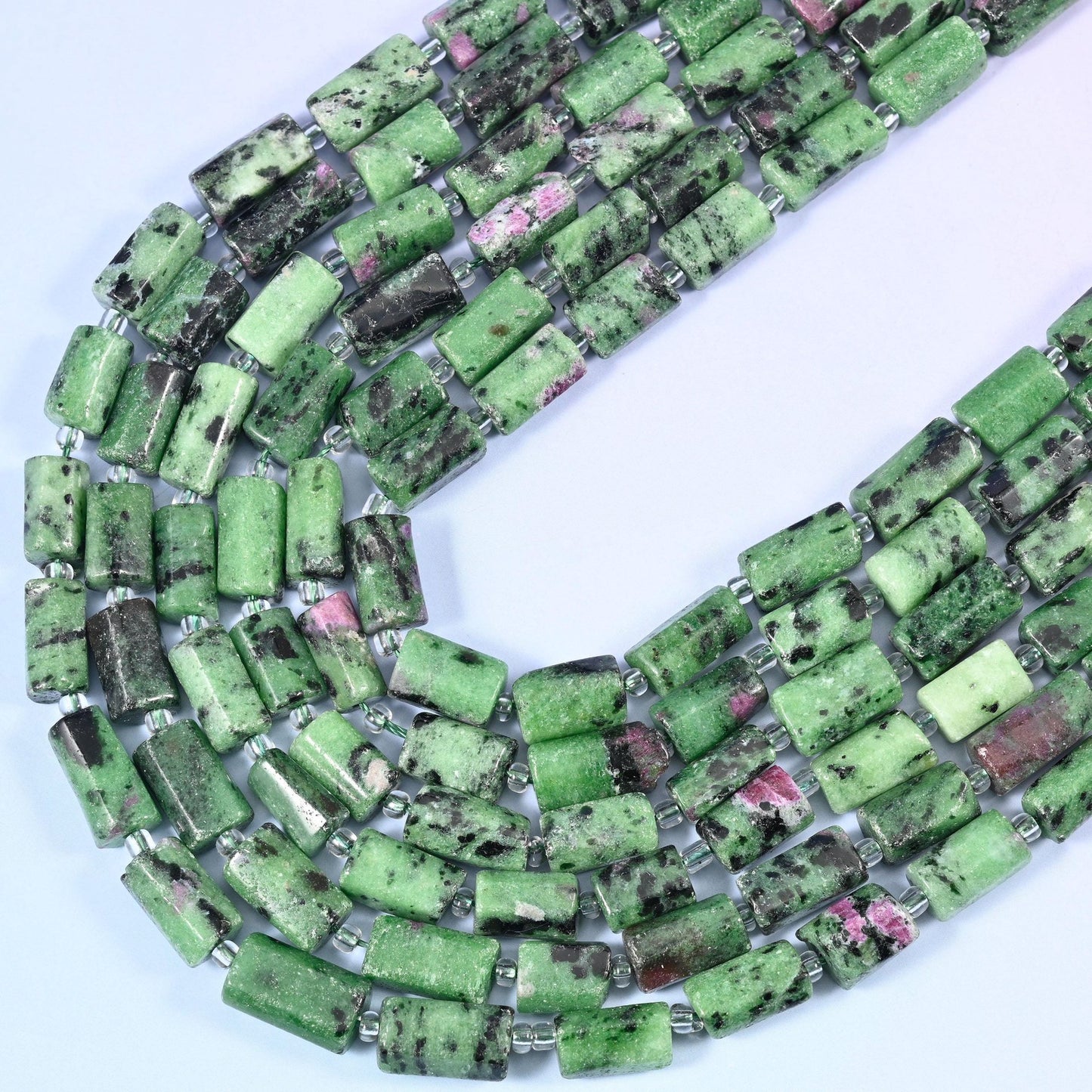 Ruby Zoisite Faceted Tube Beads 12x8mm, 15.5 inches