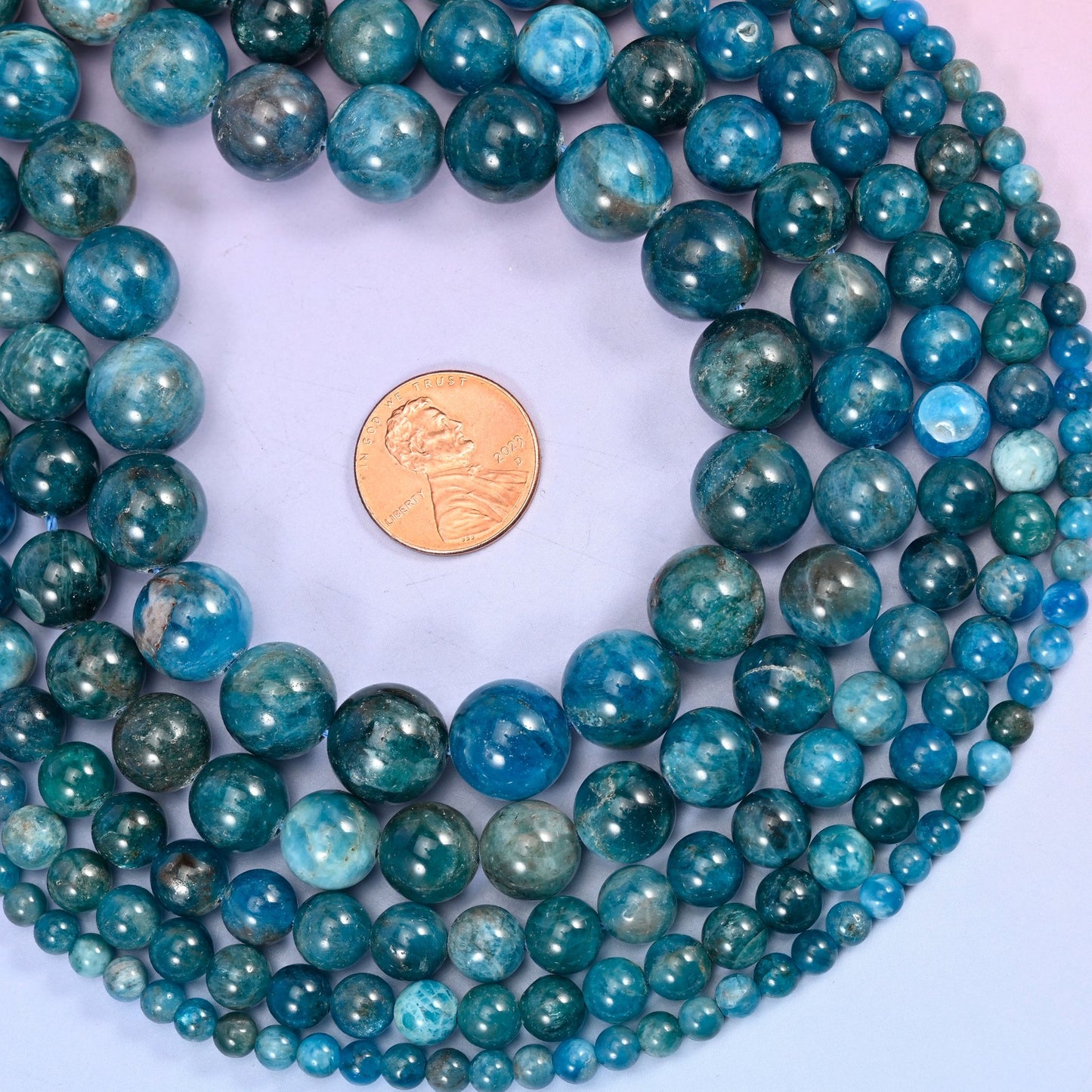 Blue Apatite Smooth Round Beads: Jewelry Making 15.5 Inch Strand