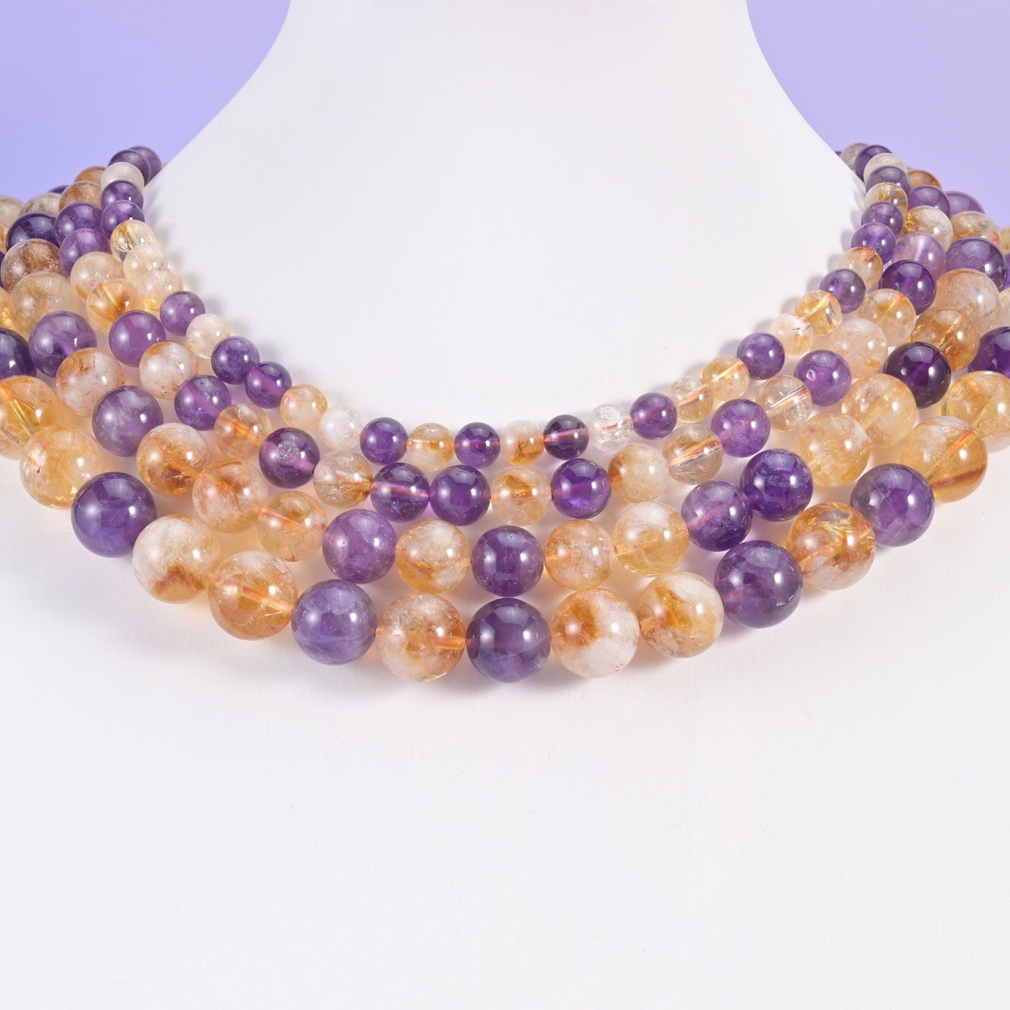 Amethyst and Citrine beads, smooth round, 6mm, 8mm, 10mm, or 12mm