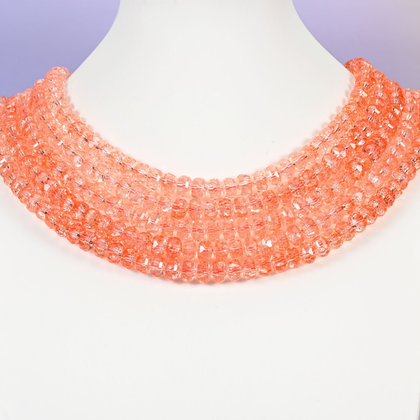 Transparent orange glass beads, faceted rondelle shape, 5x8mm