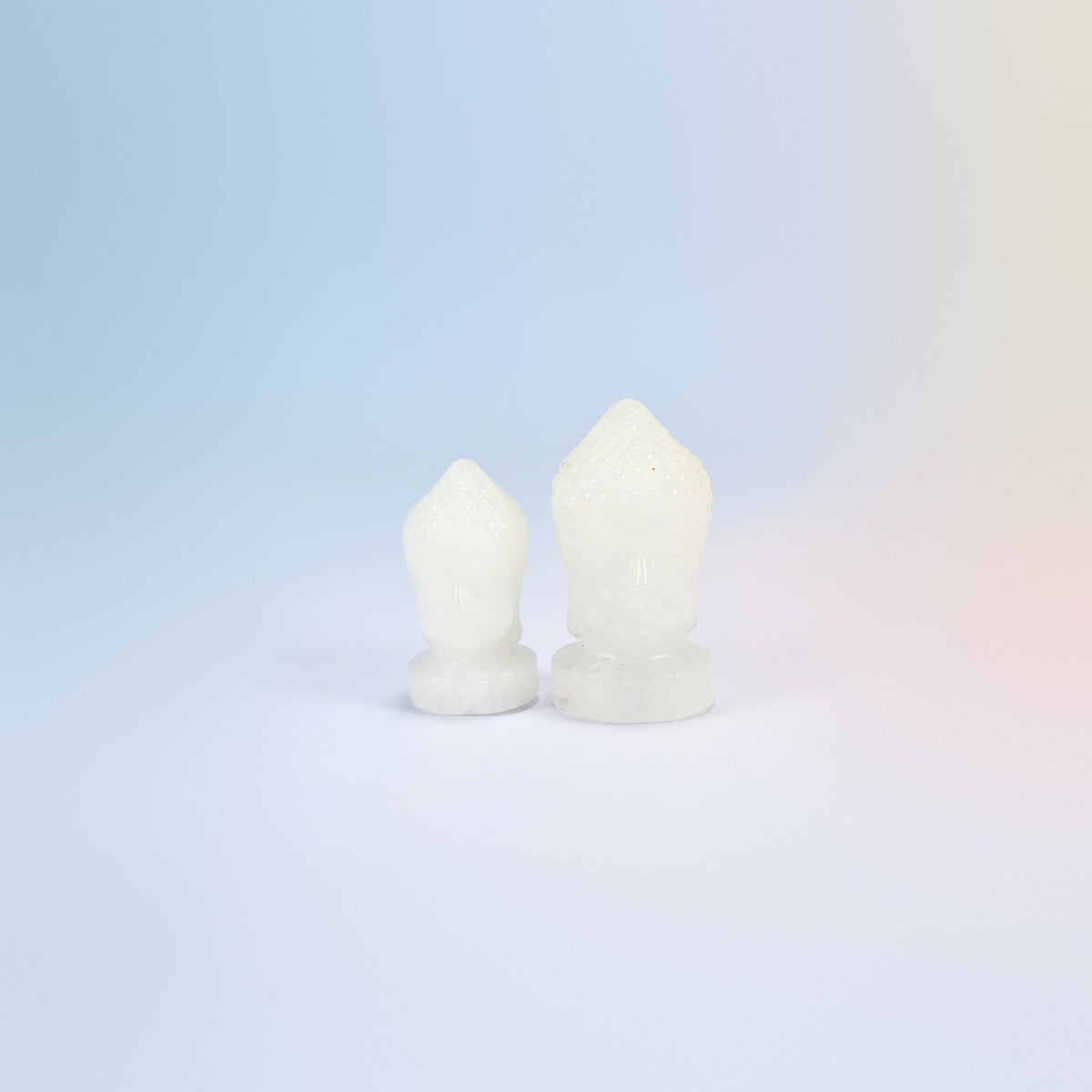 Natural clear quartz Buddha head carvings, milky white, 1.5 inch and 2 inch