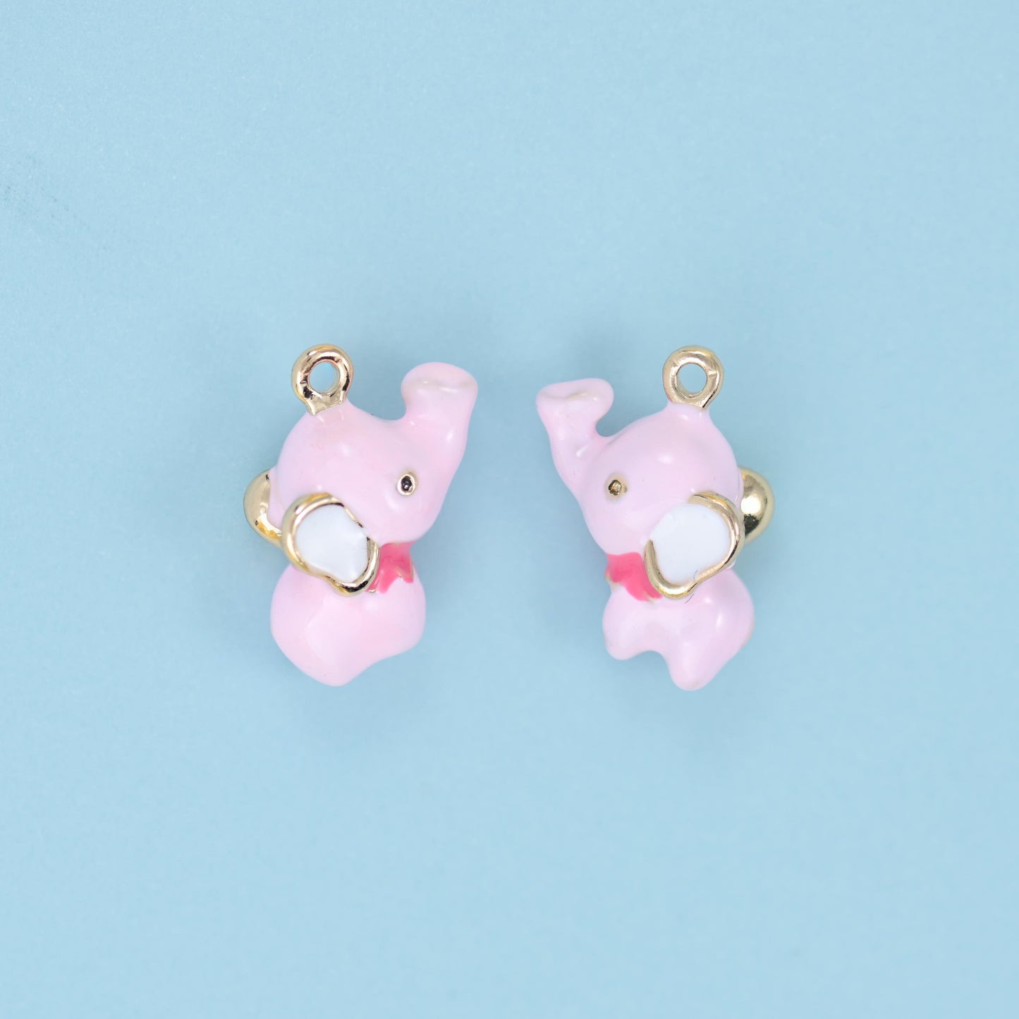 Enamel Elephant Charm 18K Gold Filled 18x12mm, 1 Piece
