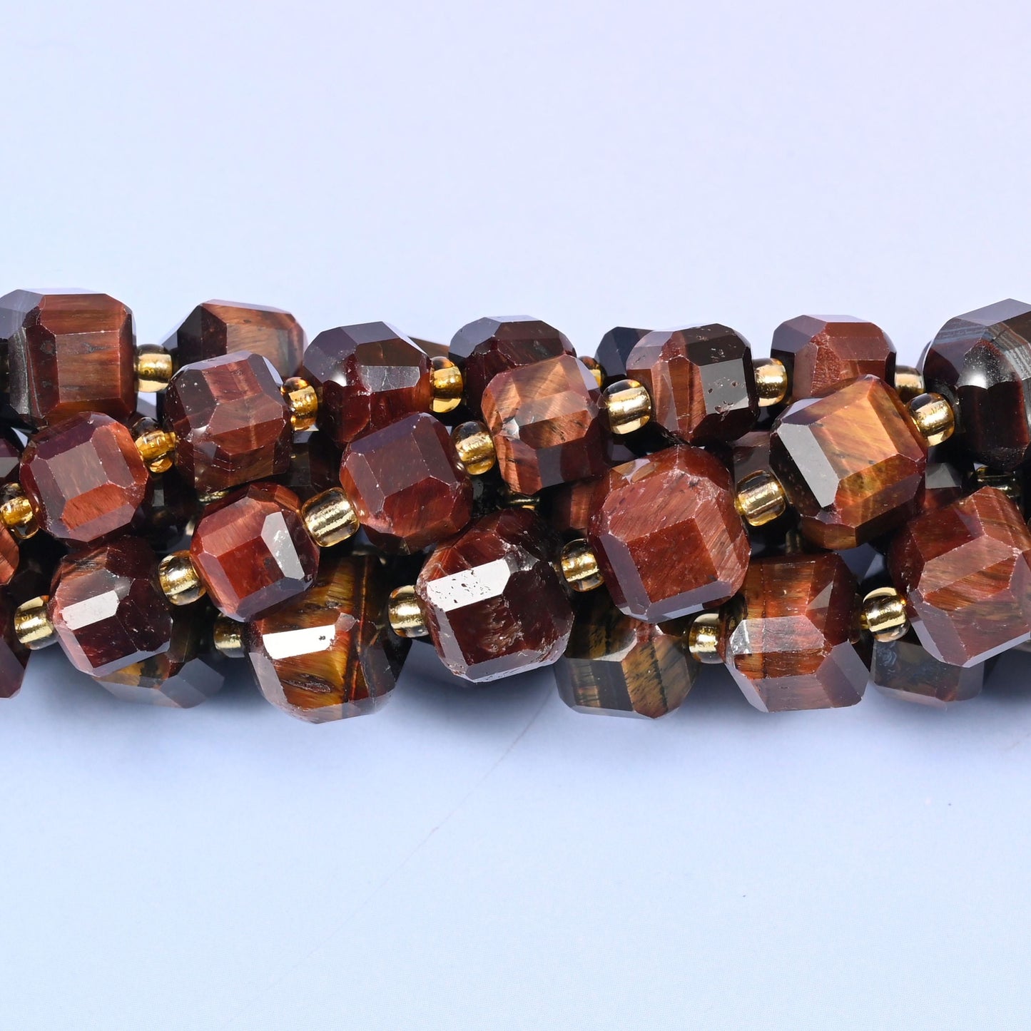 Red Tiger Eye Faceted Cube Beads, approximately 43 beads per 15 inch strand in 6mm