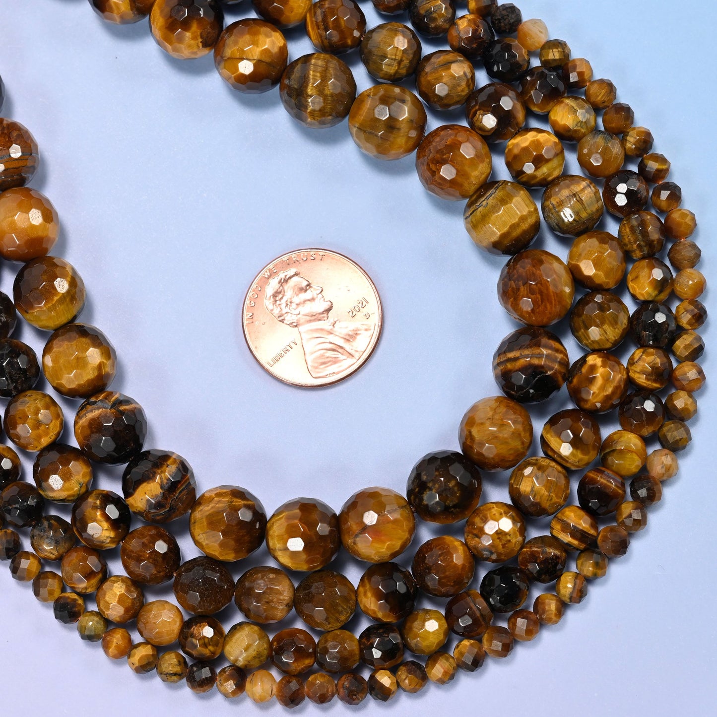 Tiger Eye Faceted Round Beads: Jewelry Making, 15 Inch Strand