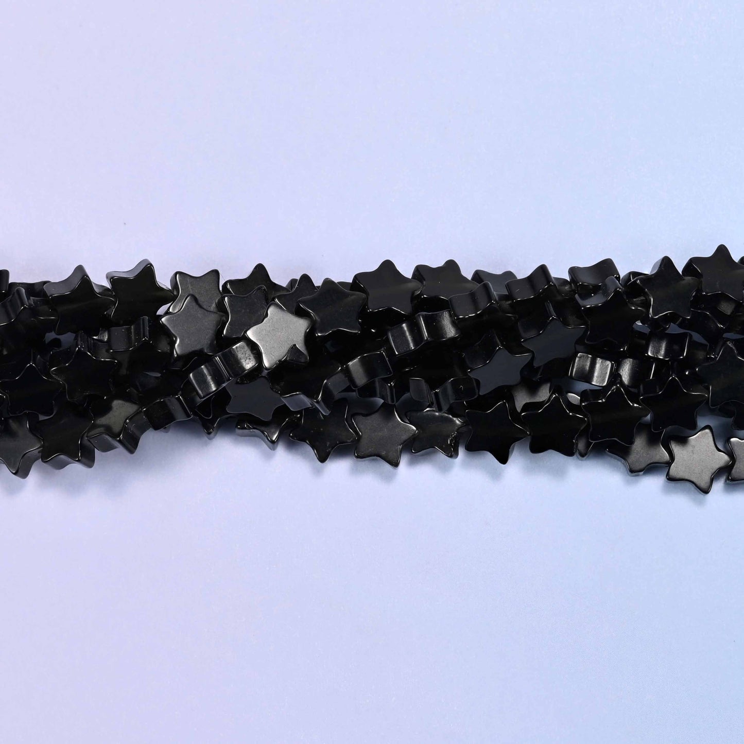 Black Obsidian Flat Star Beads: Size 6mm, Jewelry Making, 15 Inch Strand