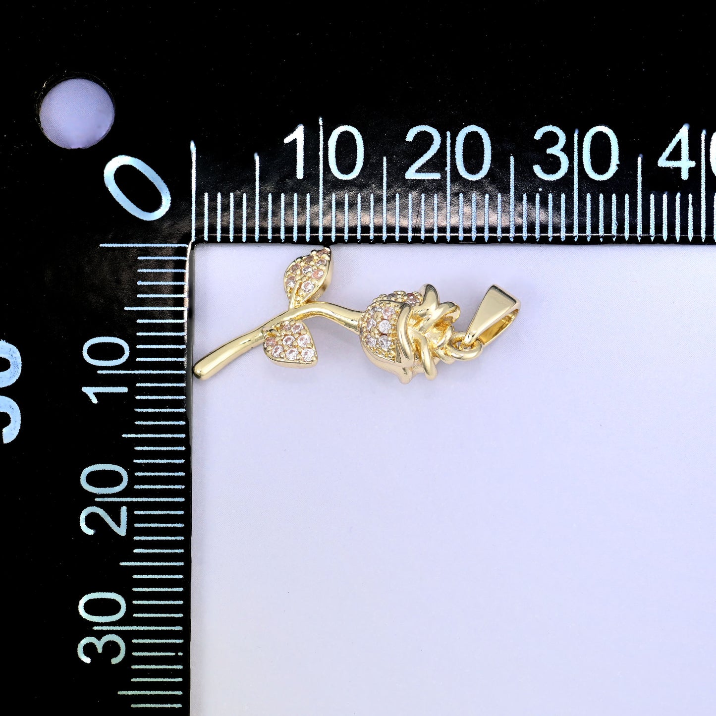 Gold Rose Flower Zircon Charms: 18K Gold Plated Pendants, Jewelry Making Supply
