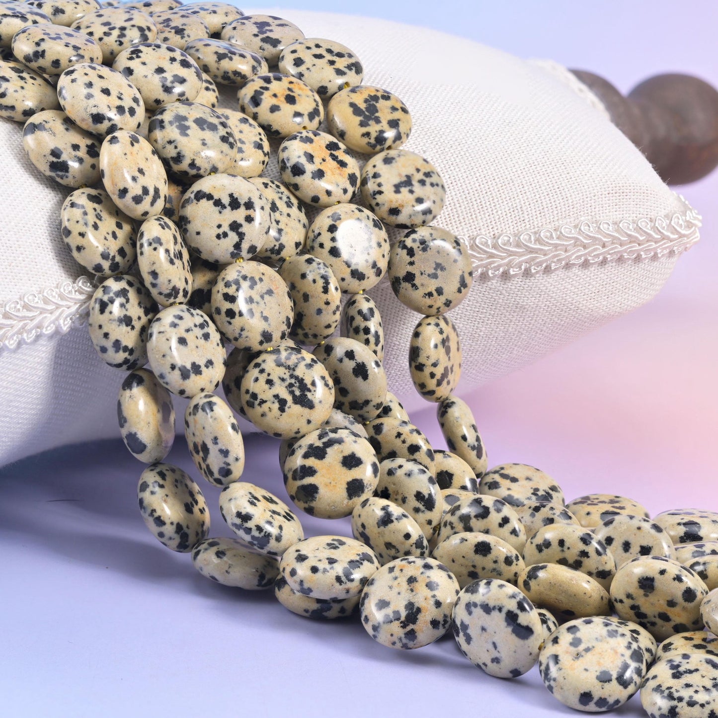 Dalmatian Jasper Smooth Coin Beads Size 15mm Jewelry Making 15 Inch Strand