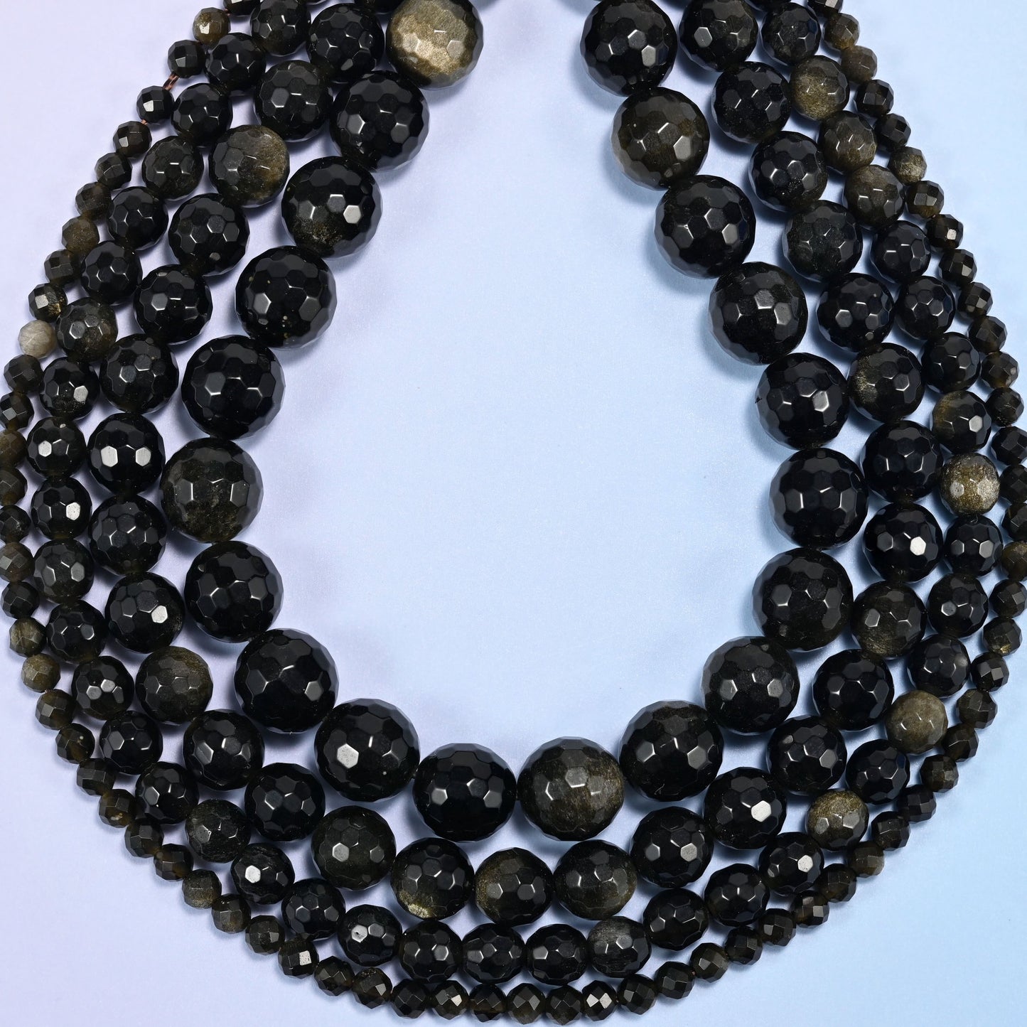 Gold Obsidian Faceted Round Beads: Jewelry Making, 15 Inch Strand