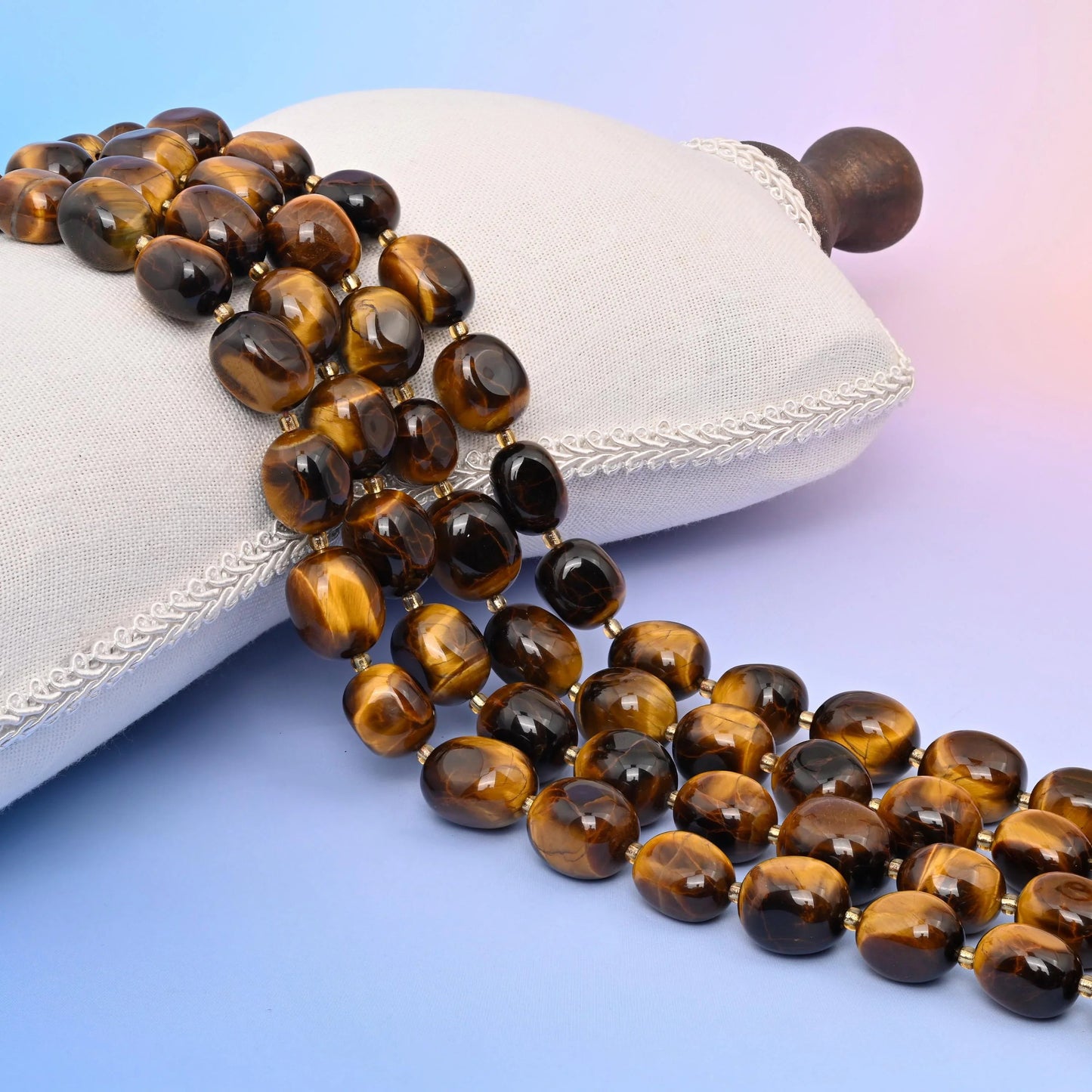 Yellow Tiger Eye Oval Nugget Beads, 10-17mm.
