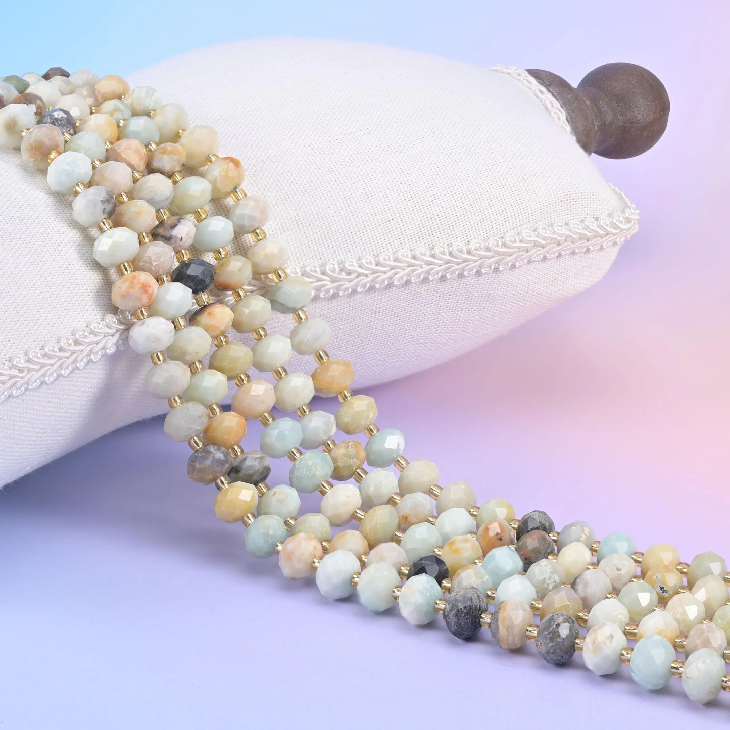 Multi-Color Amazonite Faceted Rondelle Beads 6x10mm