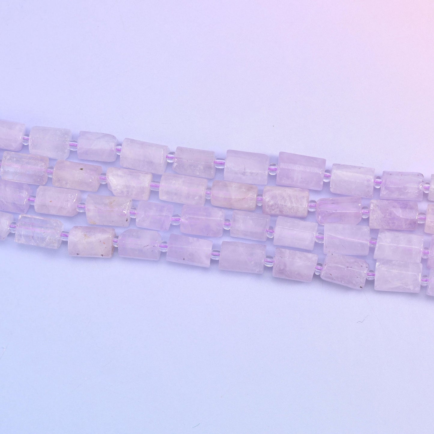 Purple Jade Faceted Tube Beads in soft purple