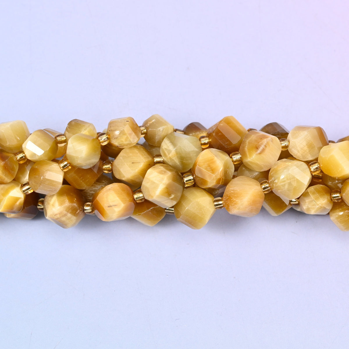 Gold Tiger Eye Faceted Spiral Twist Beads, 8mm approximately 38 beads / 10mm approximately 31 beads