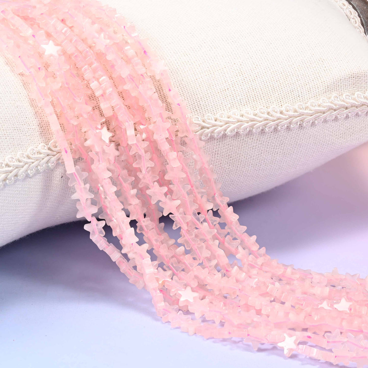 Rose Quartz Flat Star Beads