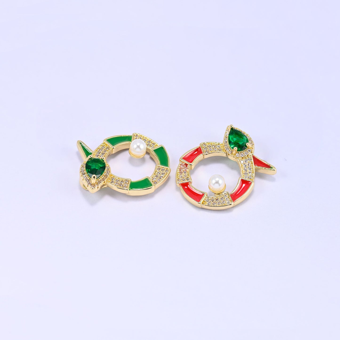 18K Gold Plated Round Snake Charm – Zircon Pendant for Jewelry Making
