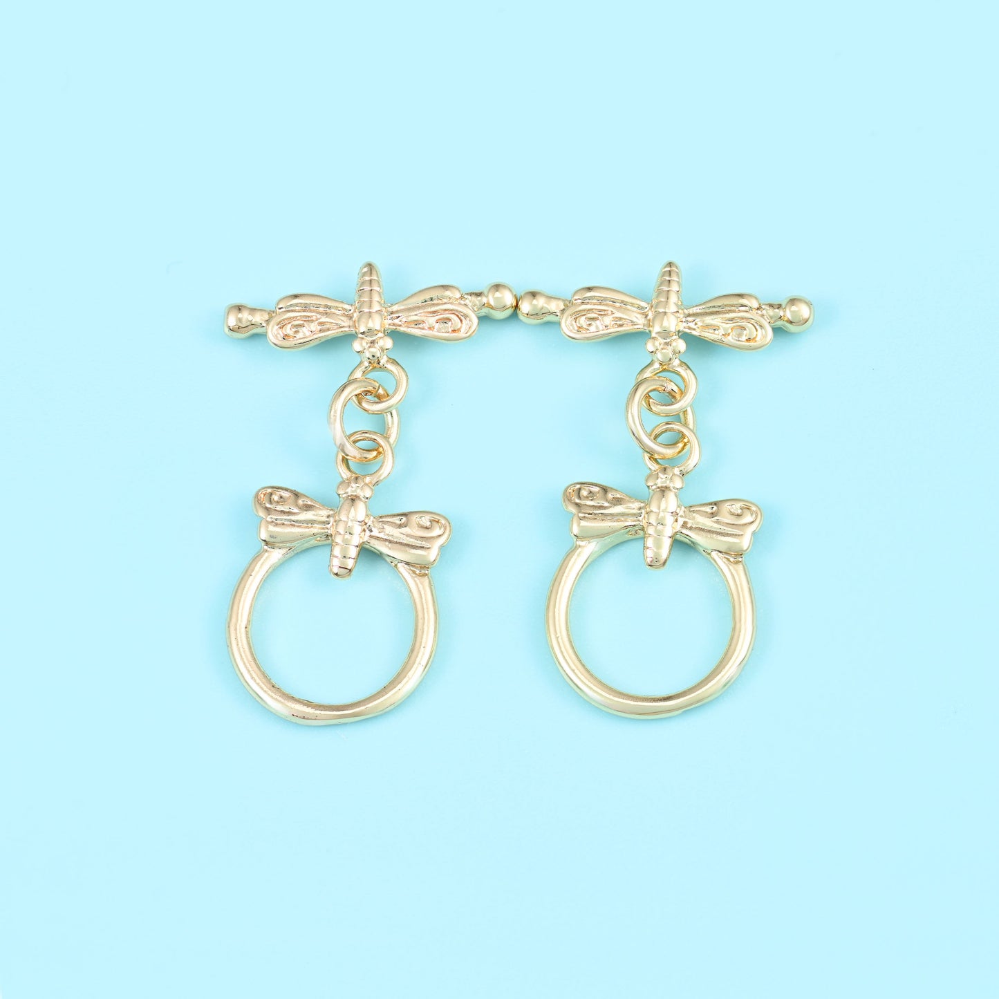18K Gold Filled Dragonfly Toggle Lock Clasps for DIY Jewelry Making Supply