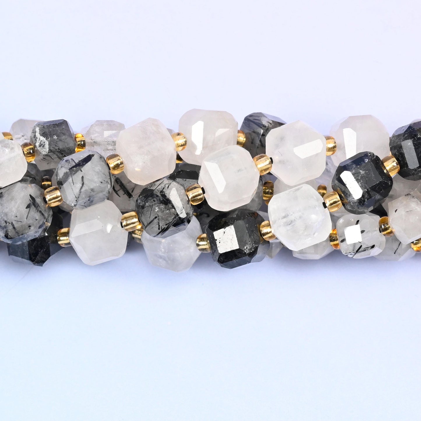 Black Rutilated Quartz Faceted Cube Beads 6mm 8mm, 6mm approximately 43 beads / 8mm approximately 38 beads