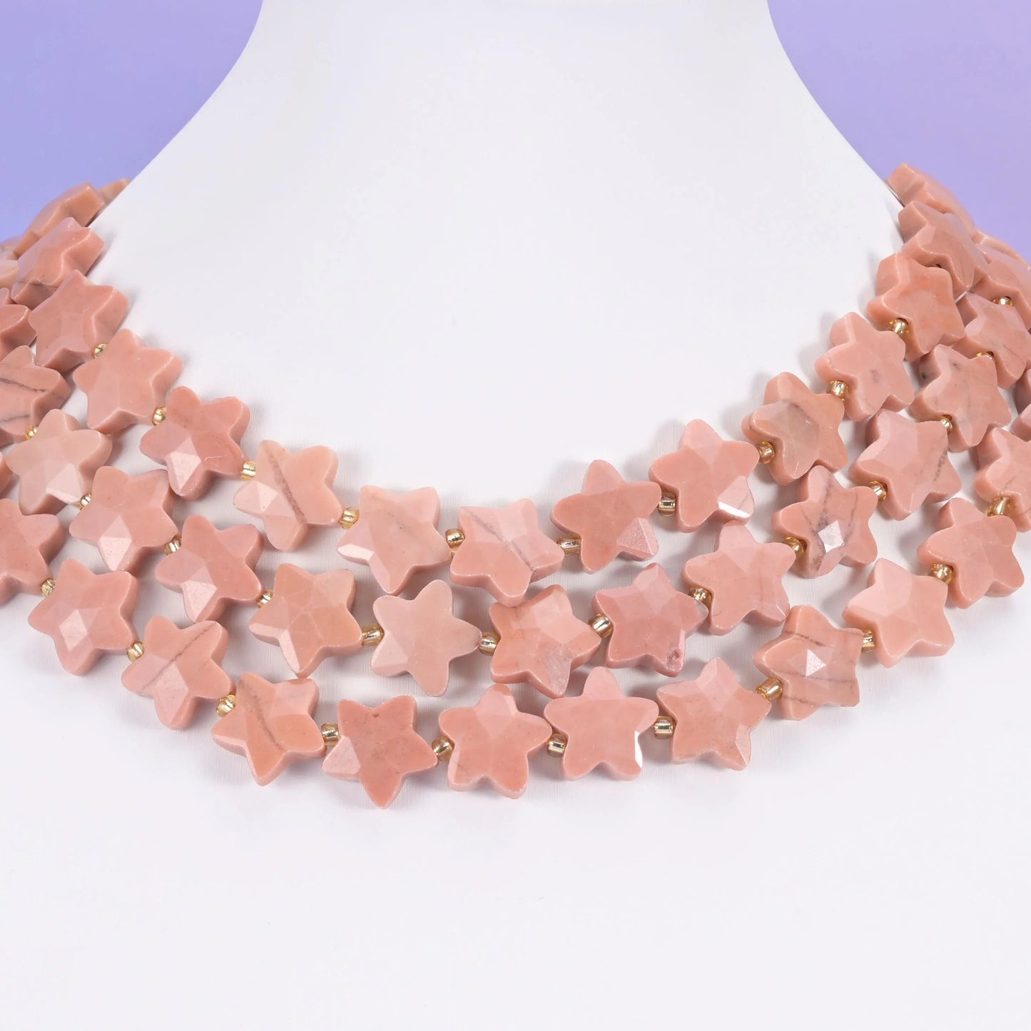 Red Aventurine beads, faceted star, 14mm