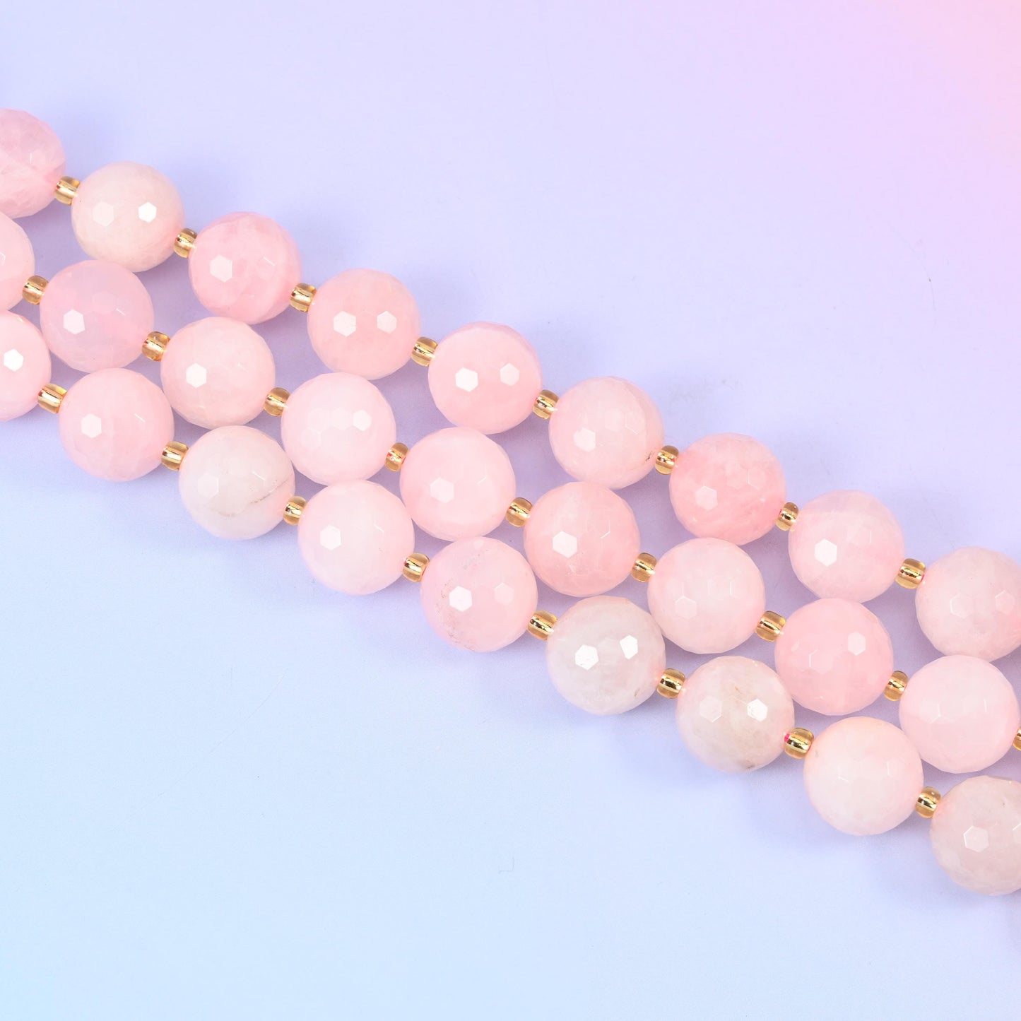 Rose Quartz Faceted Round Beads Size 16mm Jewelry Making 15 Inch Strand