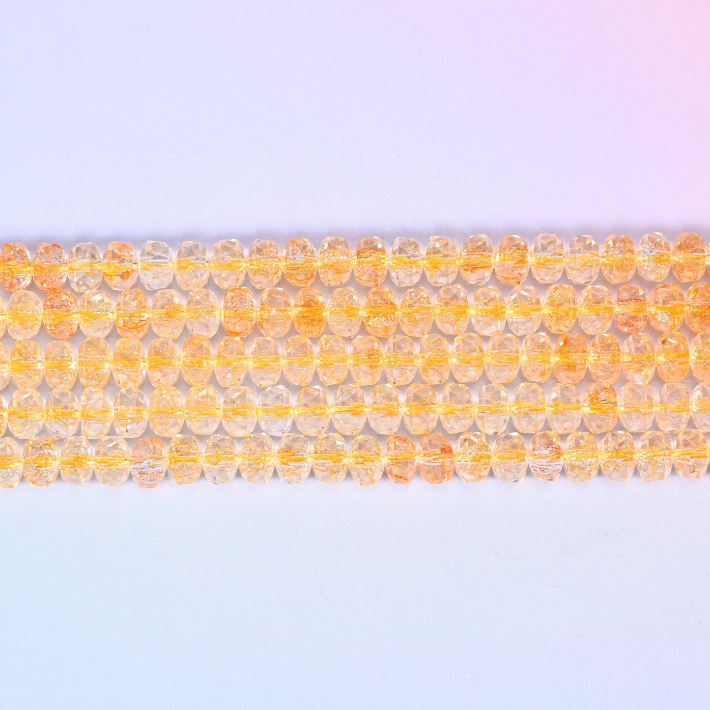 Transparent Gold Faceted Rondelle Glass Beads: Size 5x8mm, Jewelry Making Supply