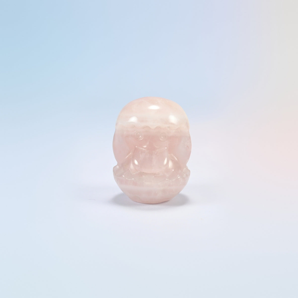 Natural rose quartz duck egg crystal carving, 2 inch, light pink
