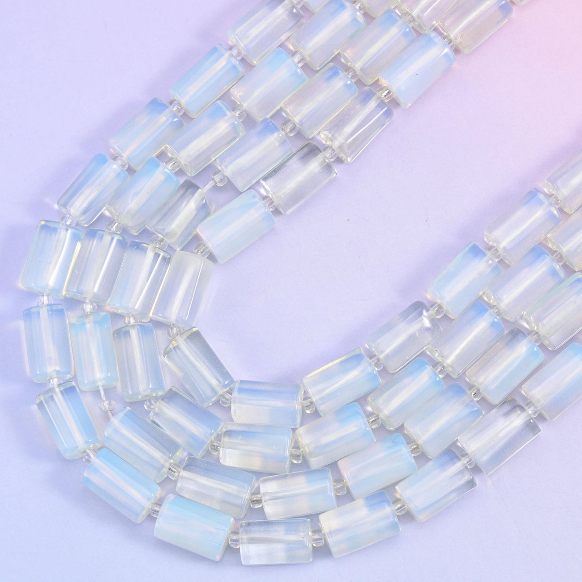 Opalite Faceted Tube Beads, hole approximately 1.0mm