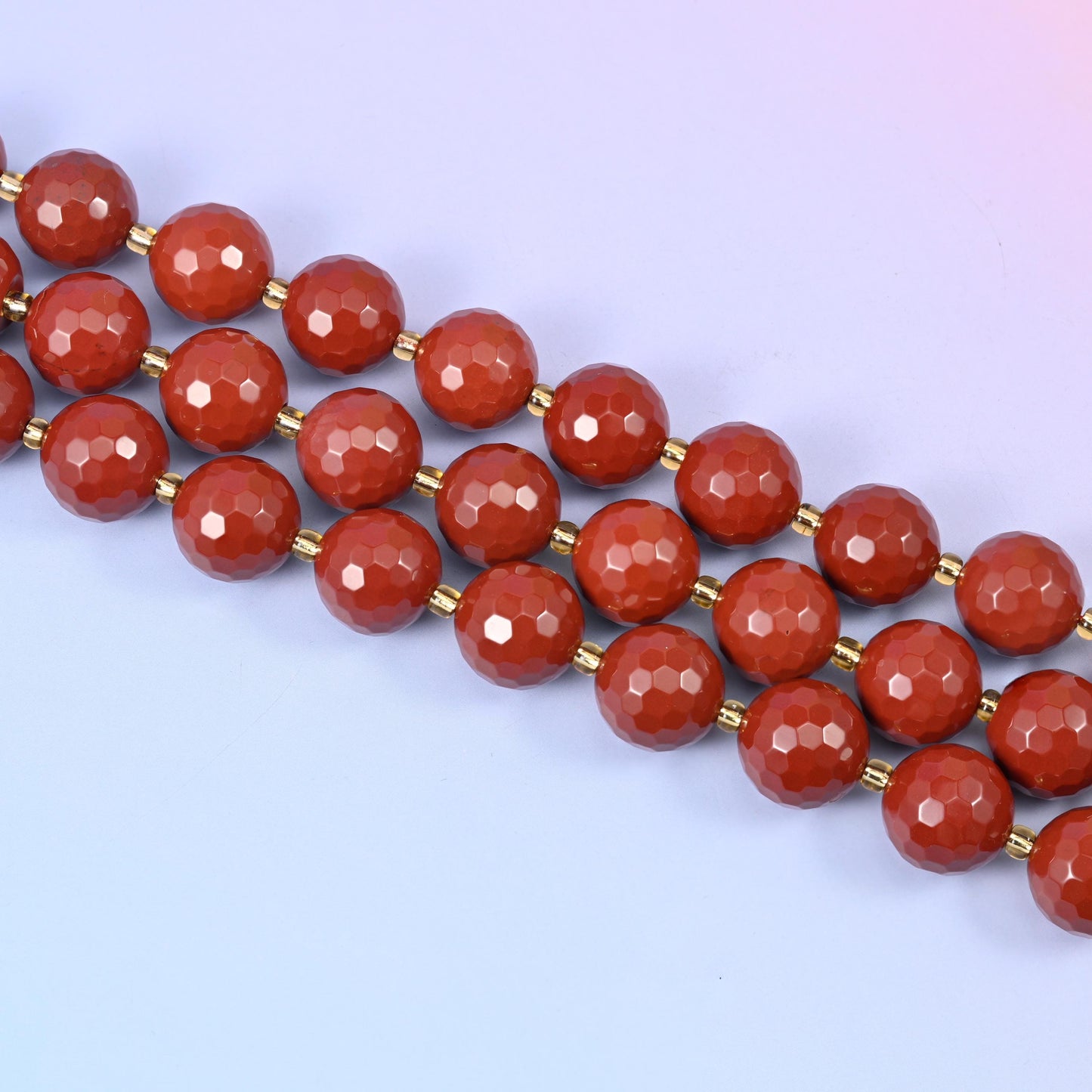 Faceted round cut Red Jasper beads