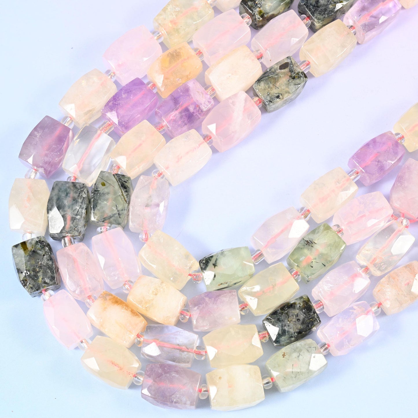 Colorful Mixed Gemstone Faceted Rectangular Beads 16x12mm, 15.5 inches