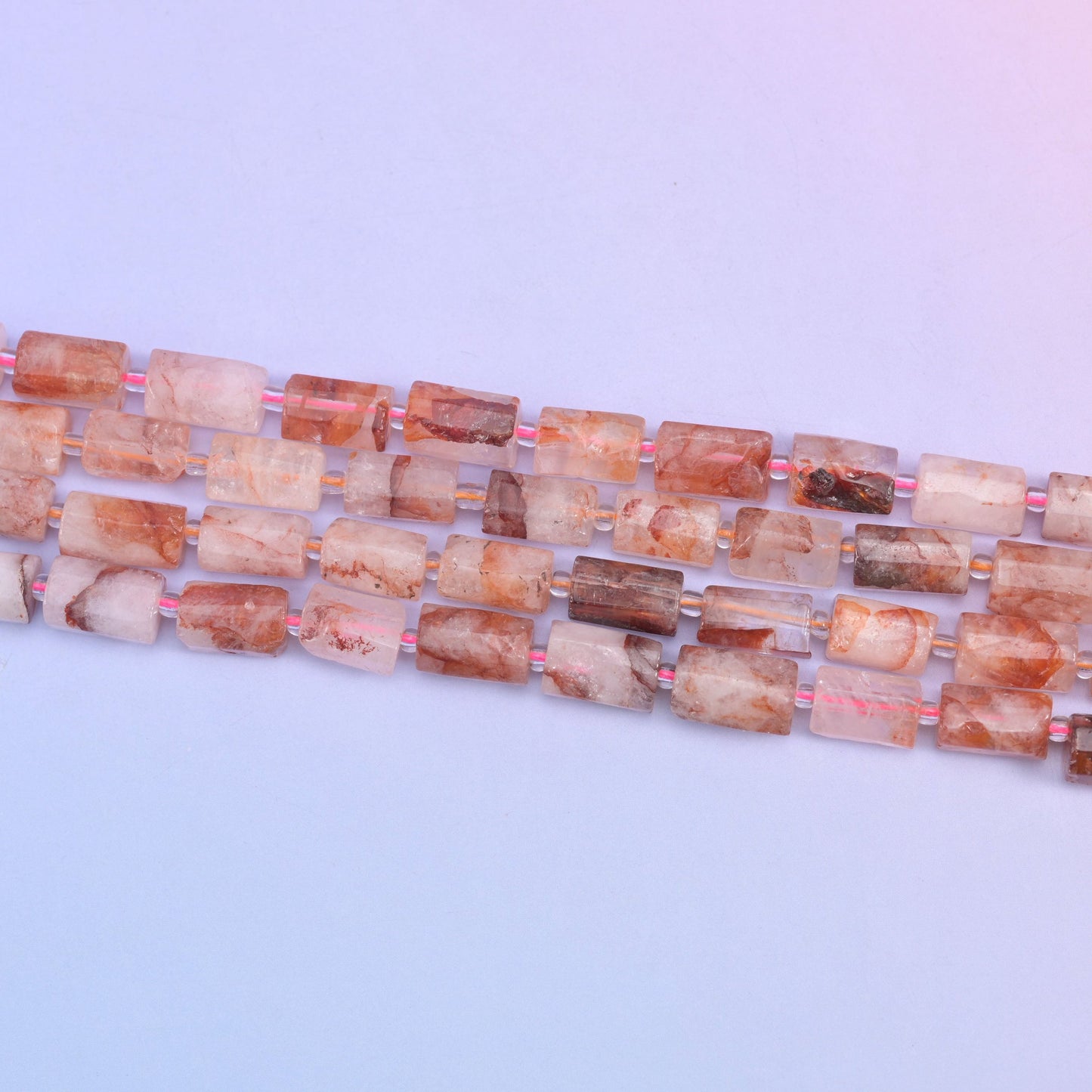 Natural Red Hematoid tube beads, colour and pattern vary bead to bead
