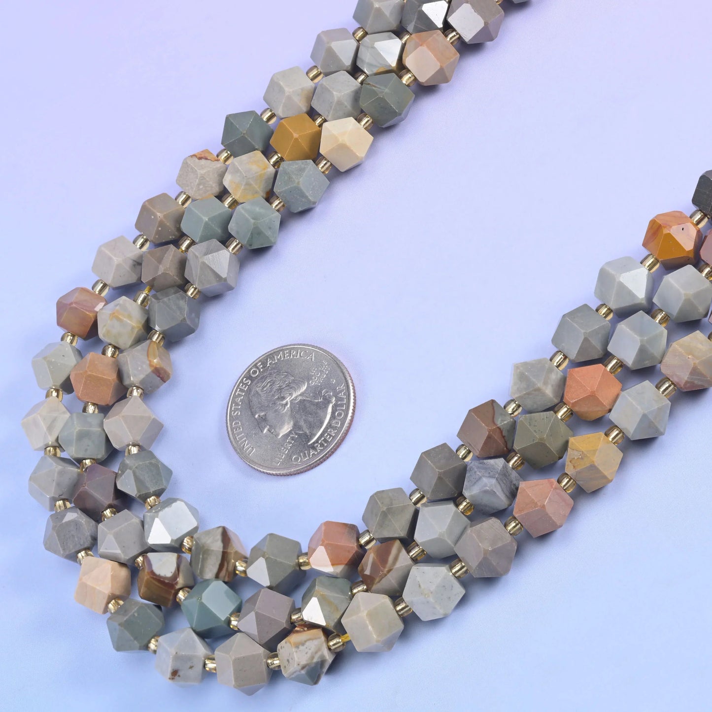 8 Sides Diamond Cut Gemstone Beads 10mm, 15.5 inch strand