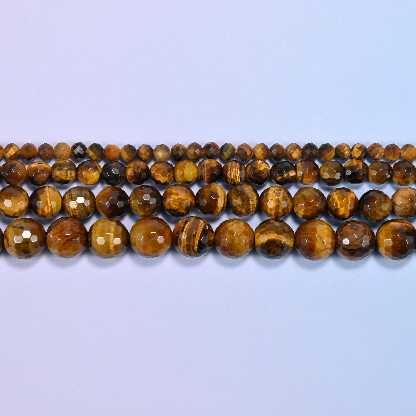 Tiger Eye Faceted Round Beads: Jewelry Making, 15 Inch Strand