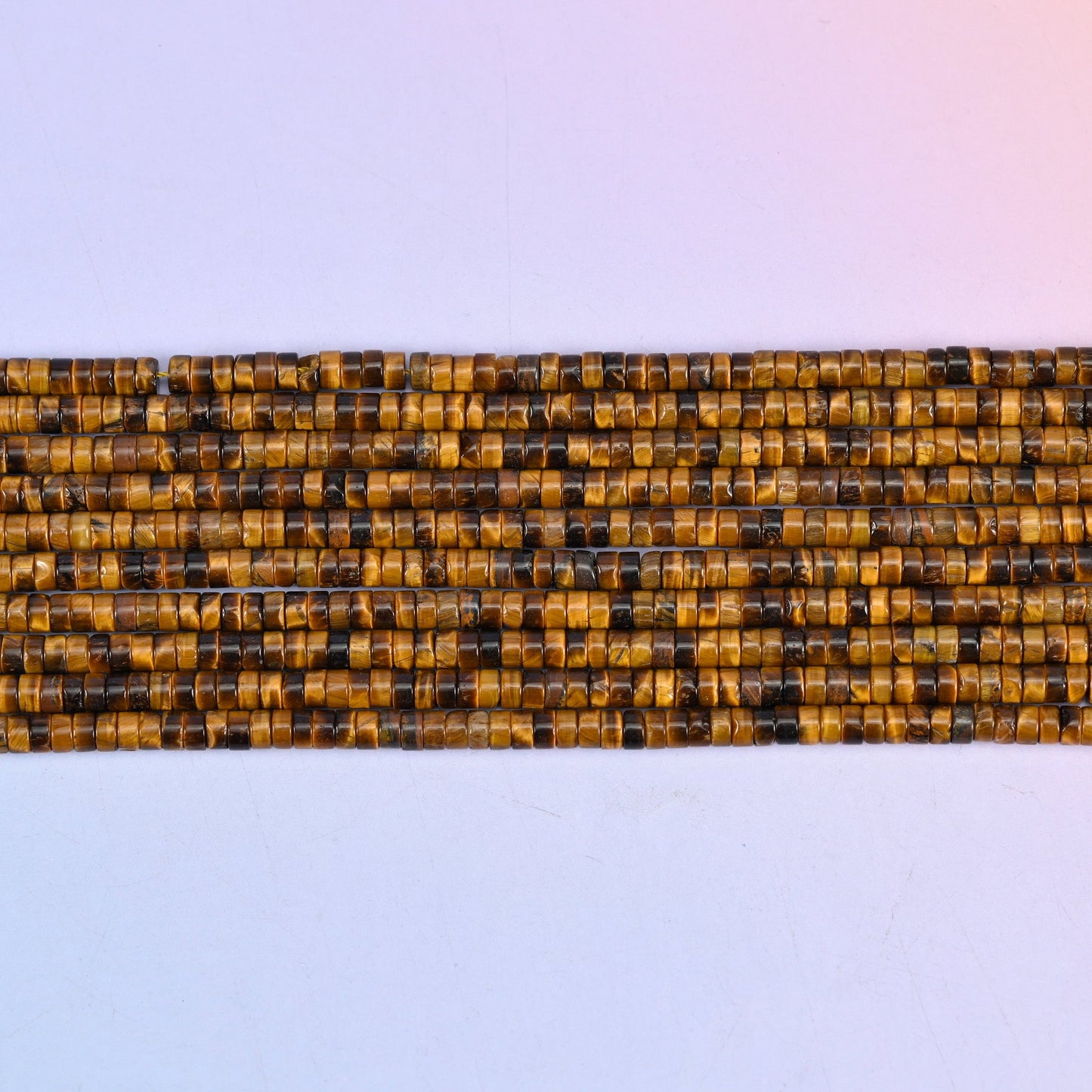 Tiger Eye Smooth Heishi Disc Beads: Jewelry Making Supply, 15.5 Inch Strand