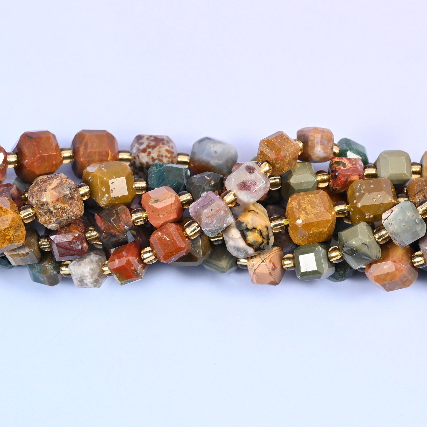 Ocean Agate Faceted Cube Beads, 6mm approximately 43 beads / 8mm approximately 38 beads