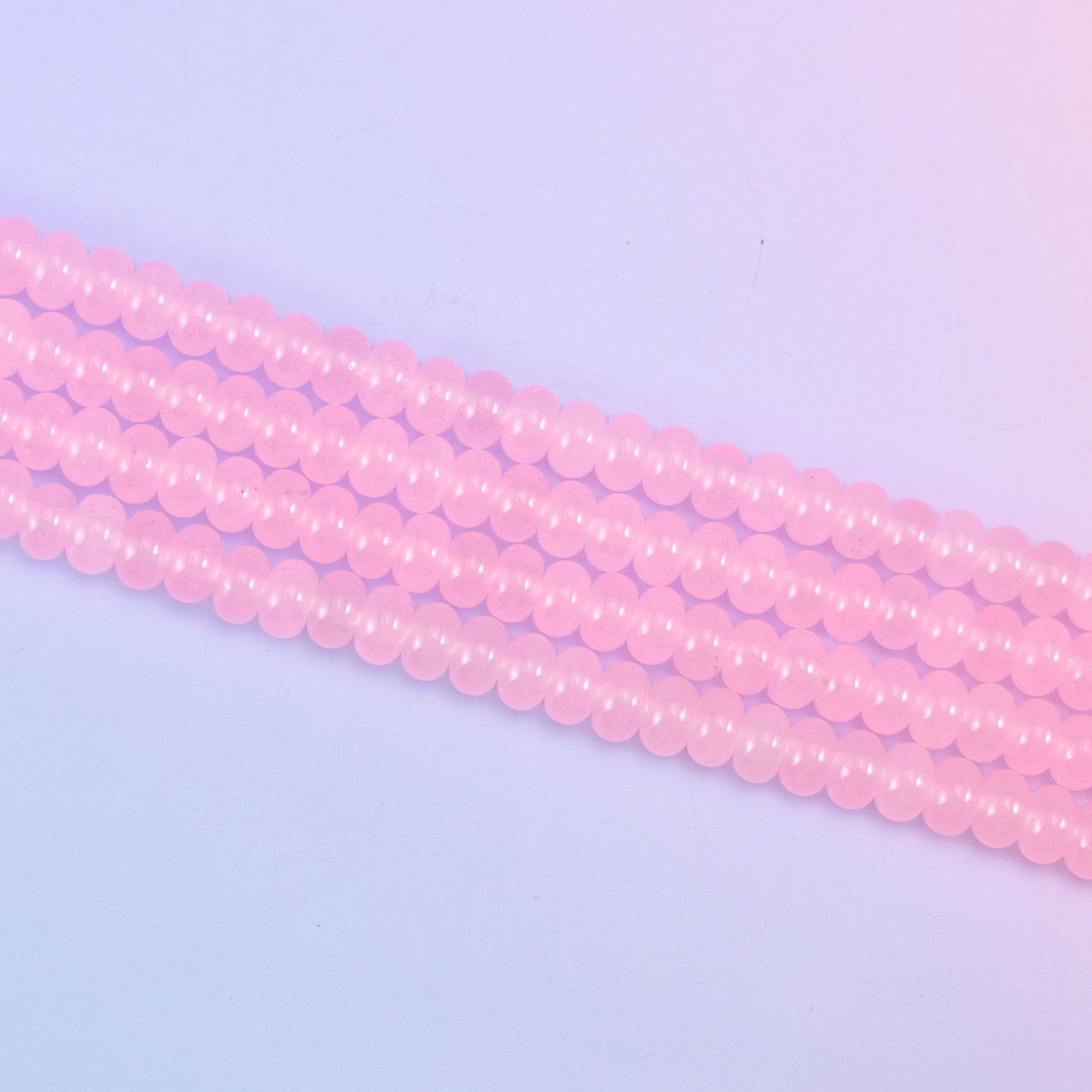 Pink Dyed Jade Smooth Rondelle Beads Jewelry Making Size 5x8mm 15" Strand