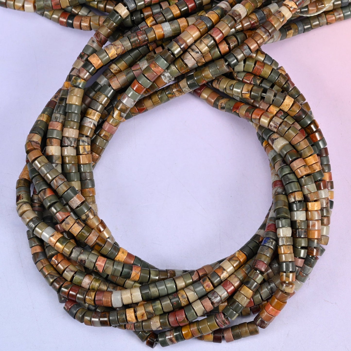 Creek Jasper Smooth Heishi Disc Beads: Jewelry Making Supply, 15.5 Inch Strand