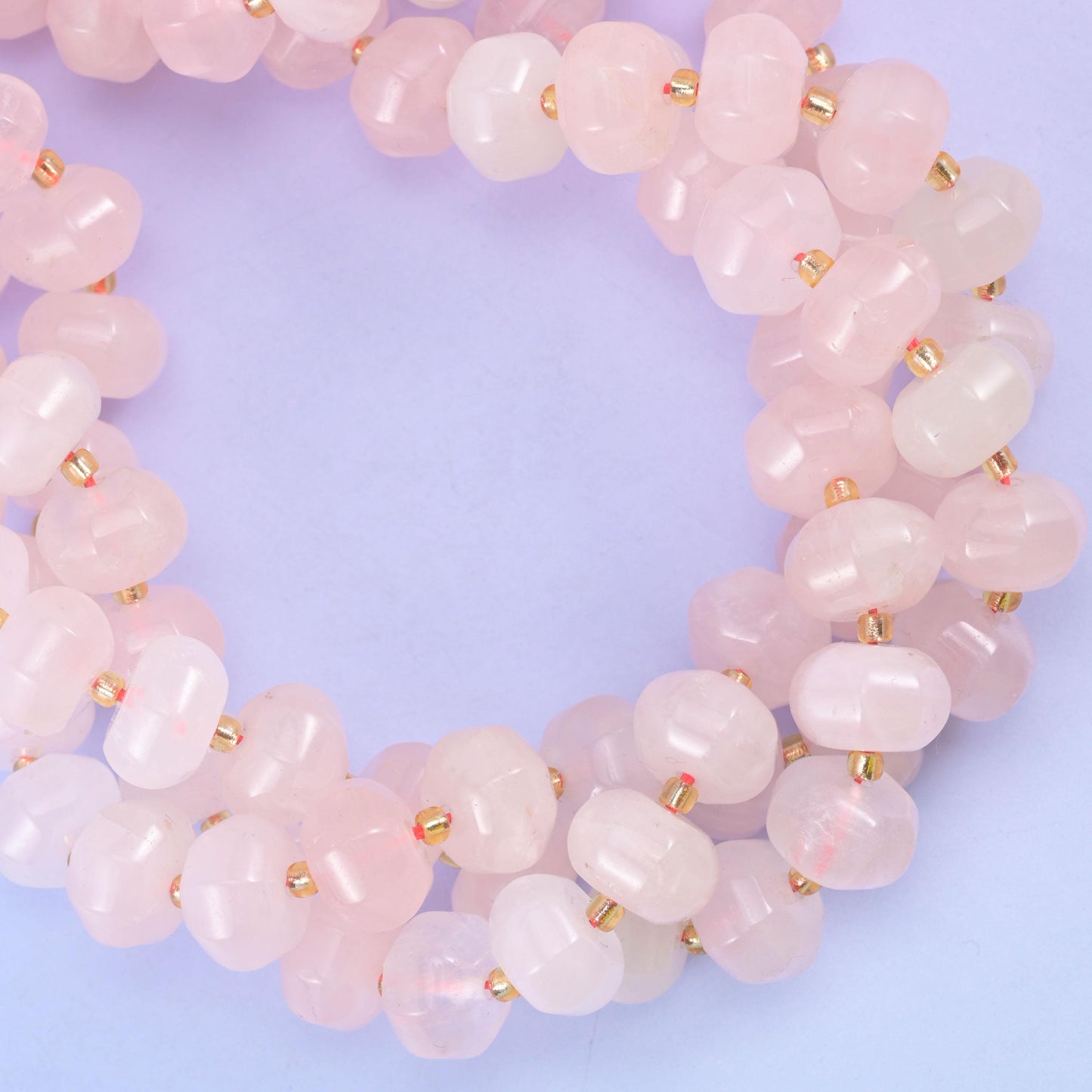Rose Quartz Pumpkin Rondelle Beads Jewelry Making Size 12x8mm 15" Strand