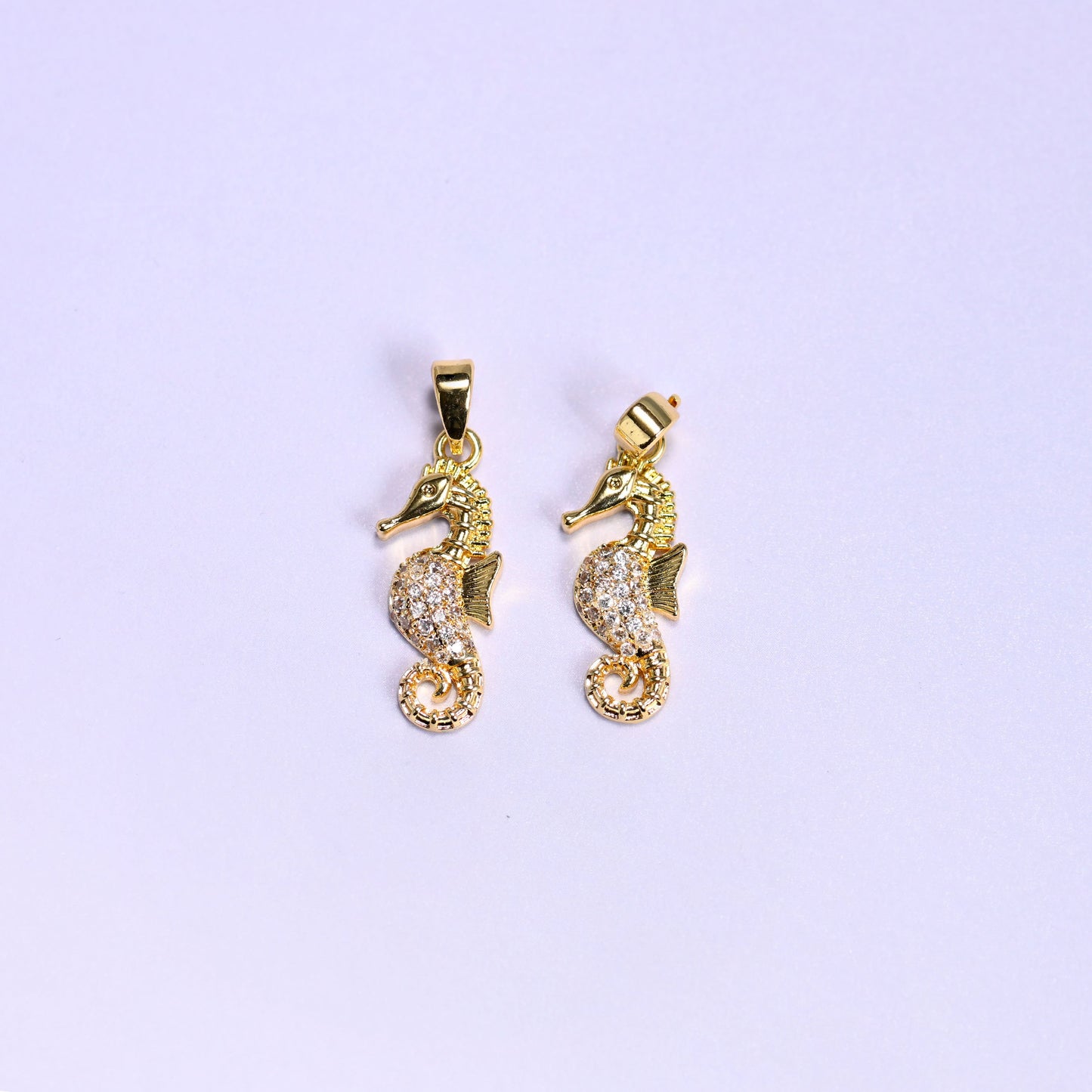 Sea Horse Zircon Pendants: 18K Gold Filled Charms, Jewelry Making Supply