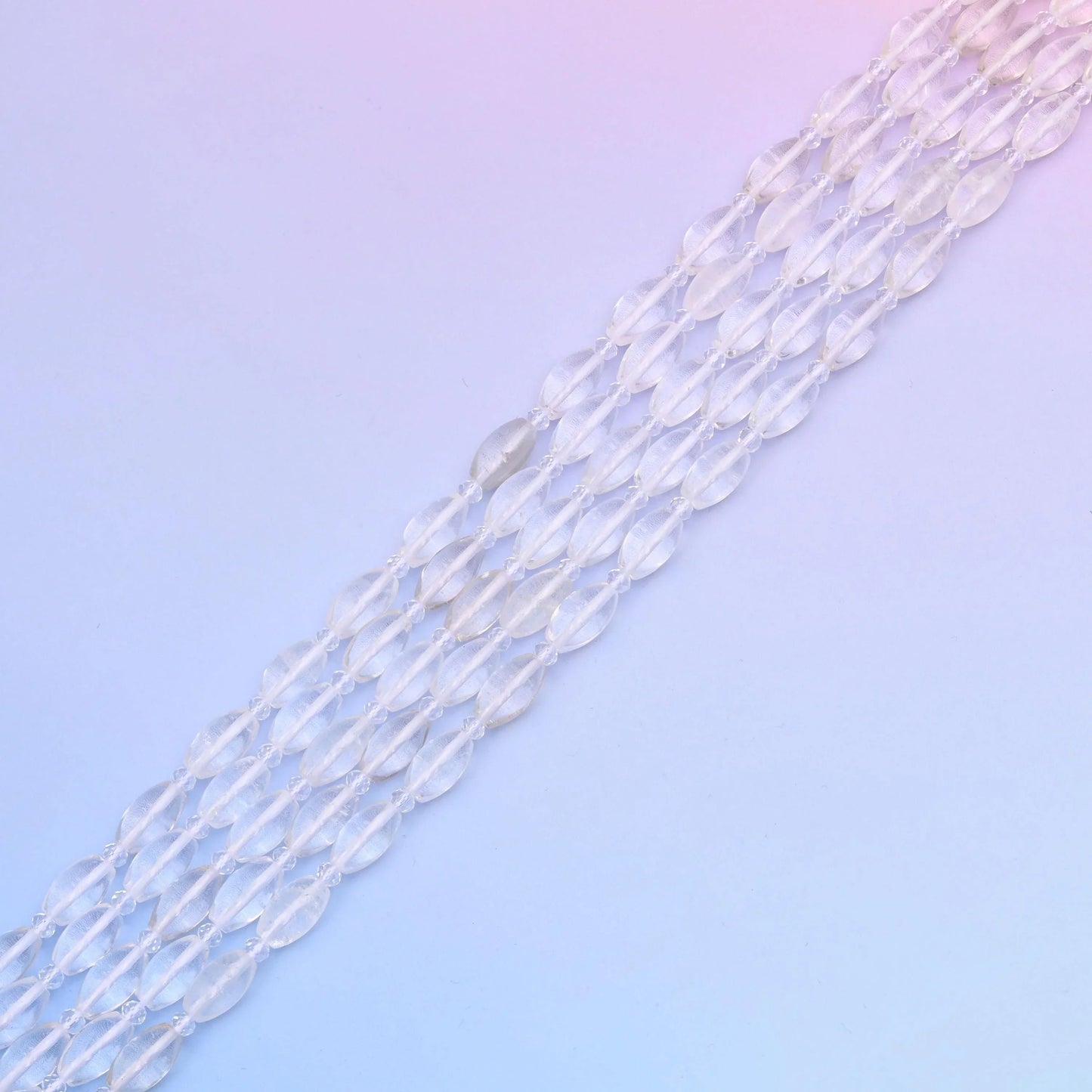 Clear quartz beads, water-clear and glass-bright