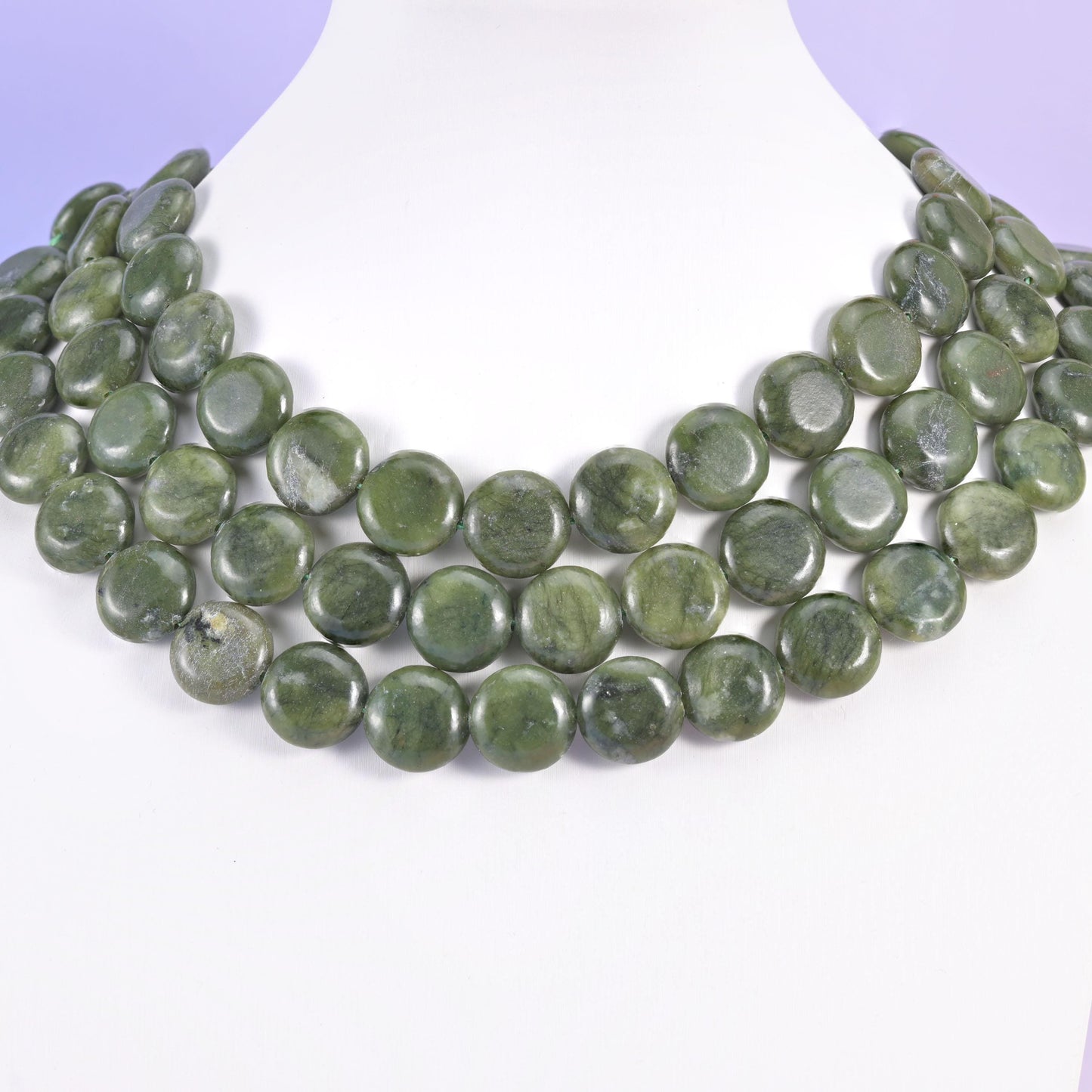 South Green Jade beads, coin shape, 15mm