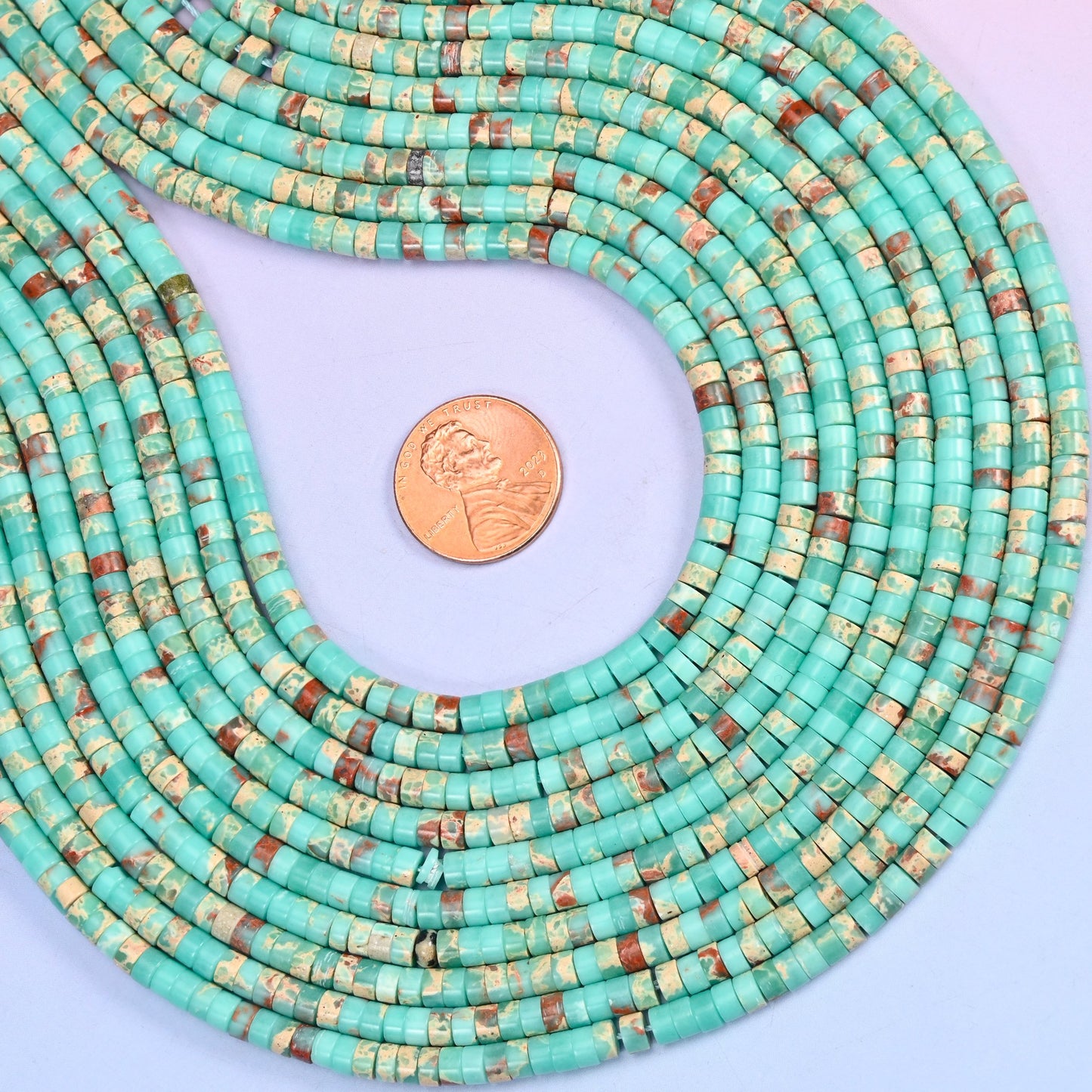 Blue Shoushan Stone Smooth Heishi Disc Beads: Jewelry Making Supply, 15.5 Inch Strand