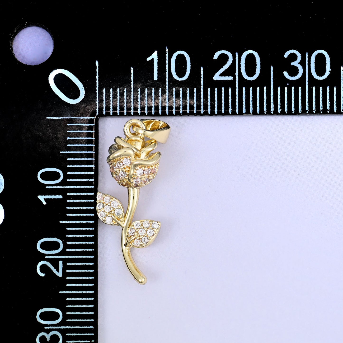 Gold Rose Flower Zircon Charms: 18K Gold Plated Pendants, Jewelry Making Supply